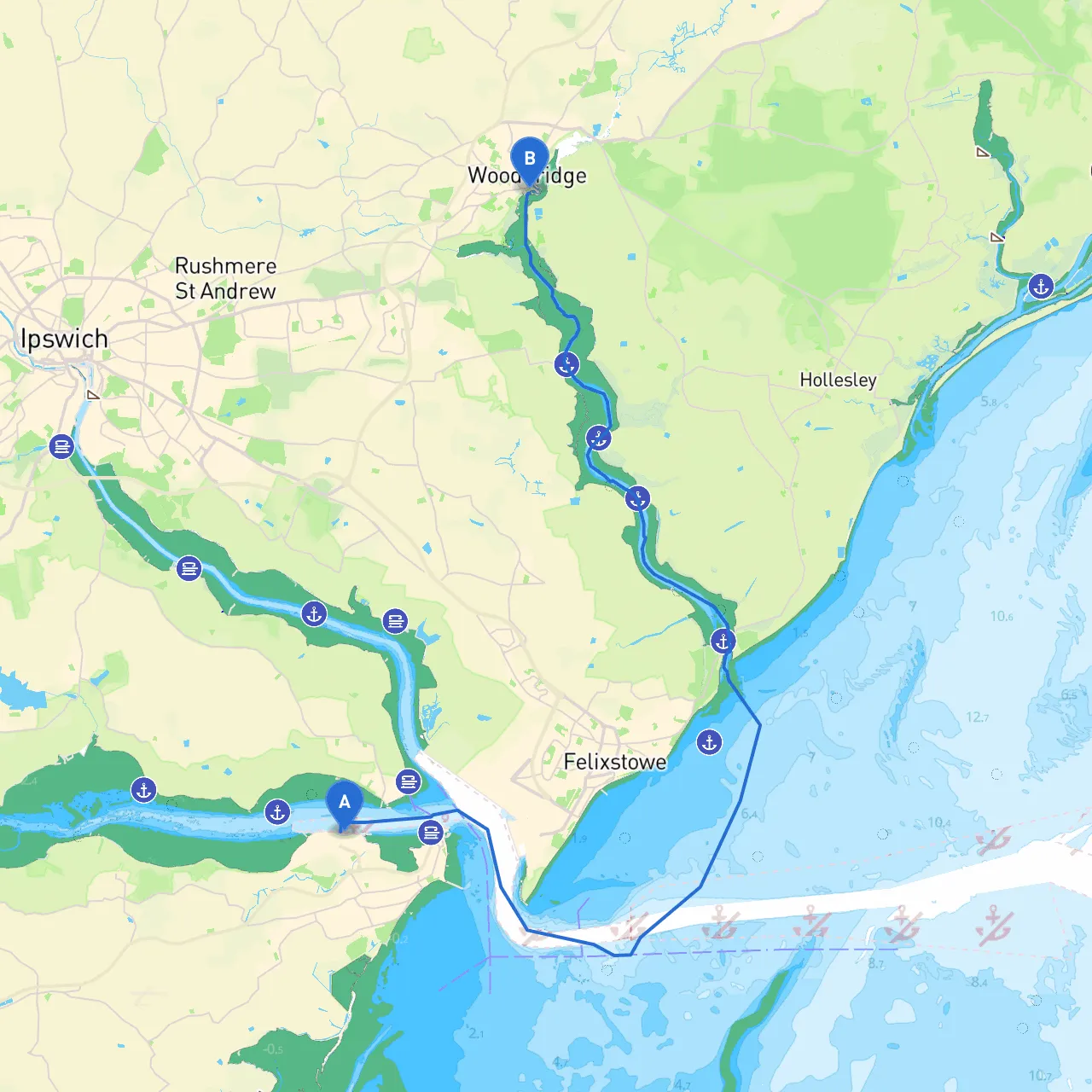Harwich to Woodbridge