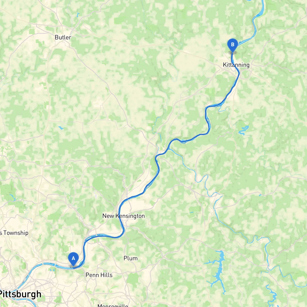 Pittsburgh to Kittanning