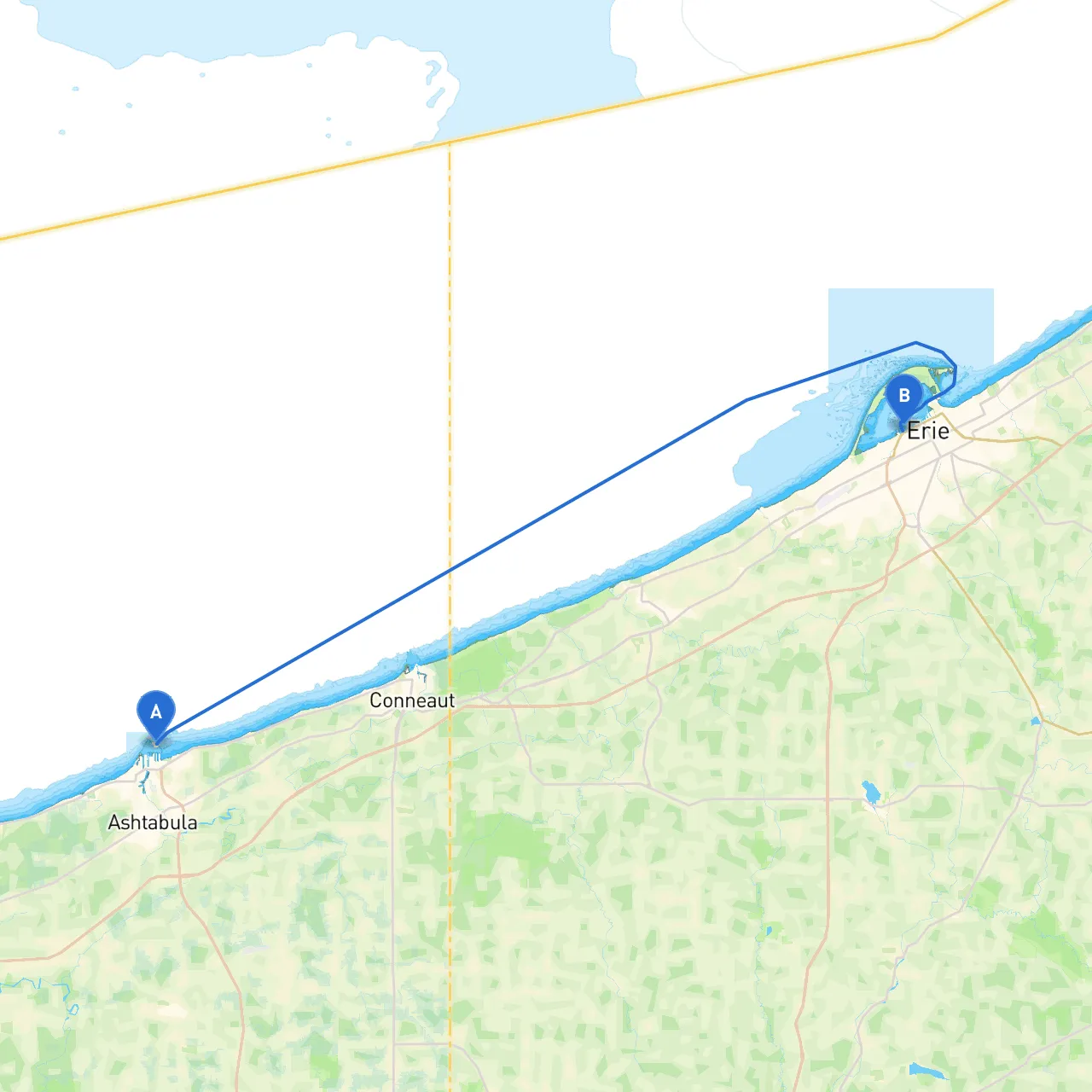 Ashtabula to Erie