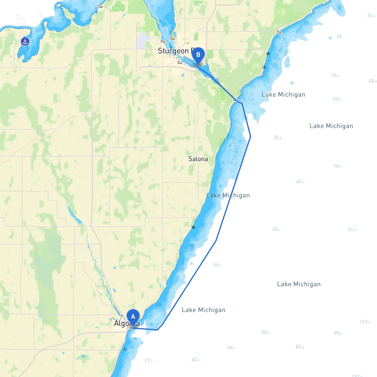 Algoma to Sturgeon Bay