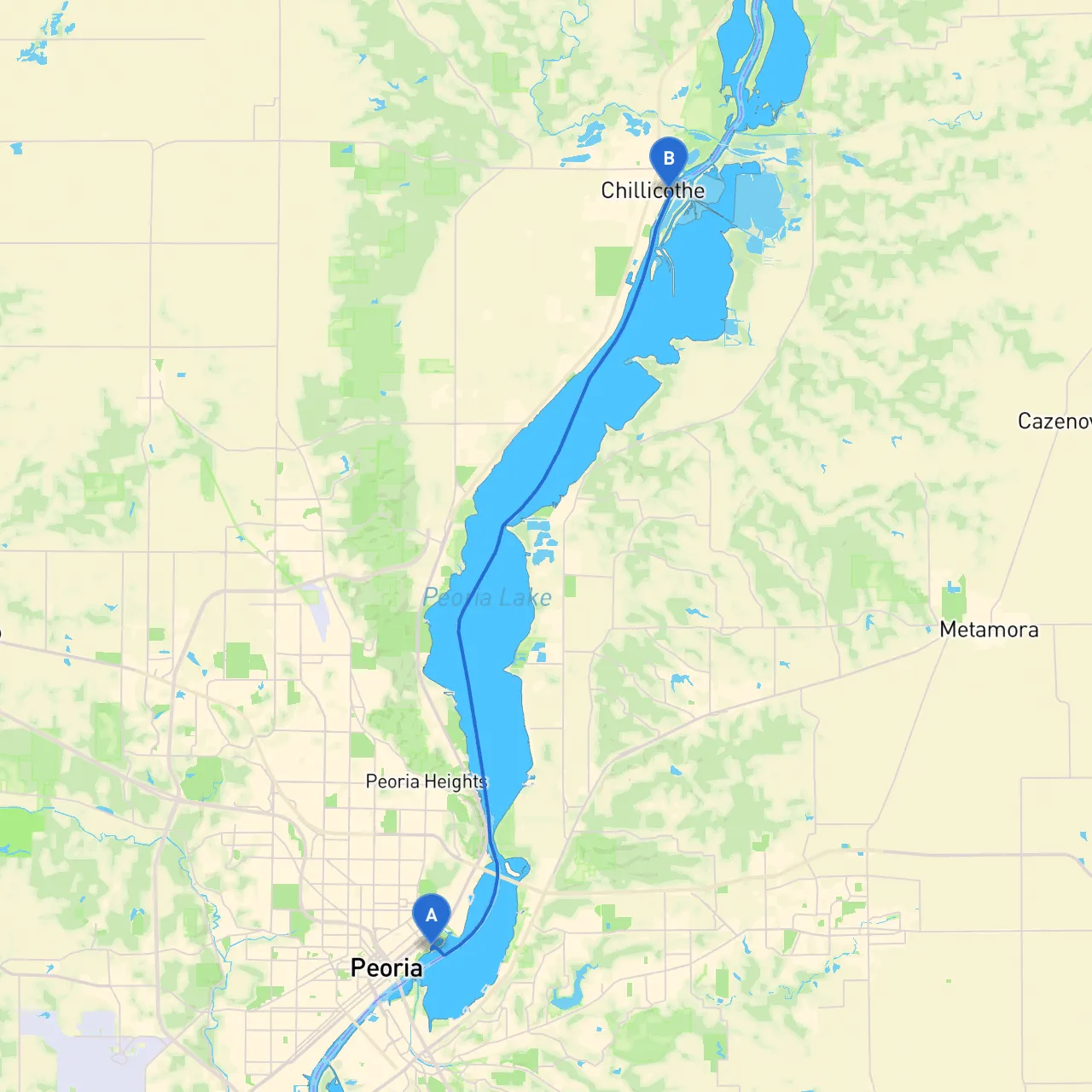 Peoria to Chillicothe