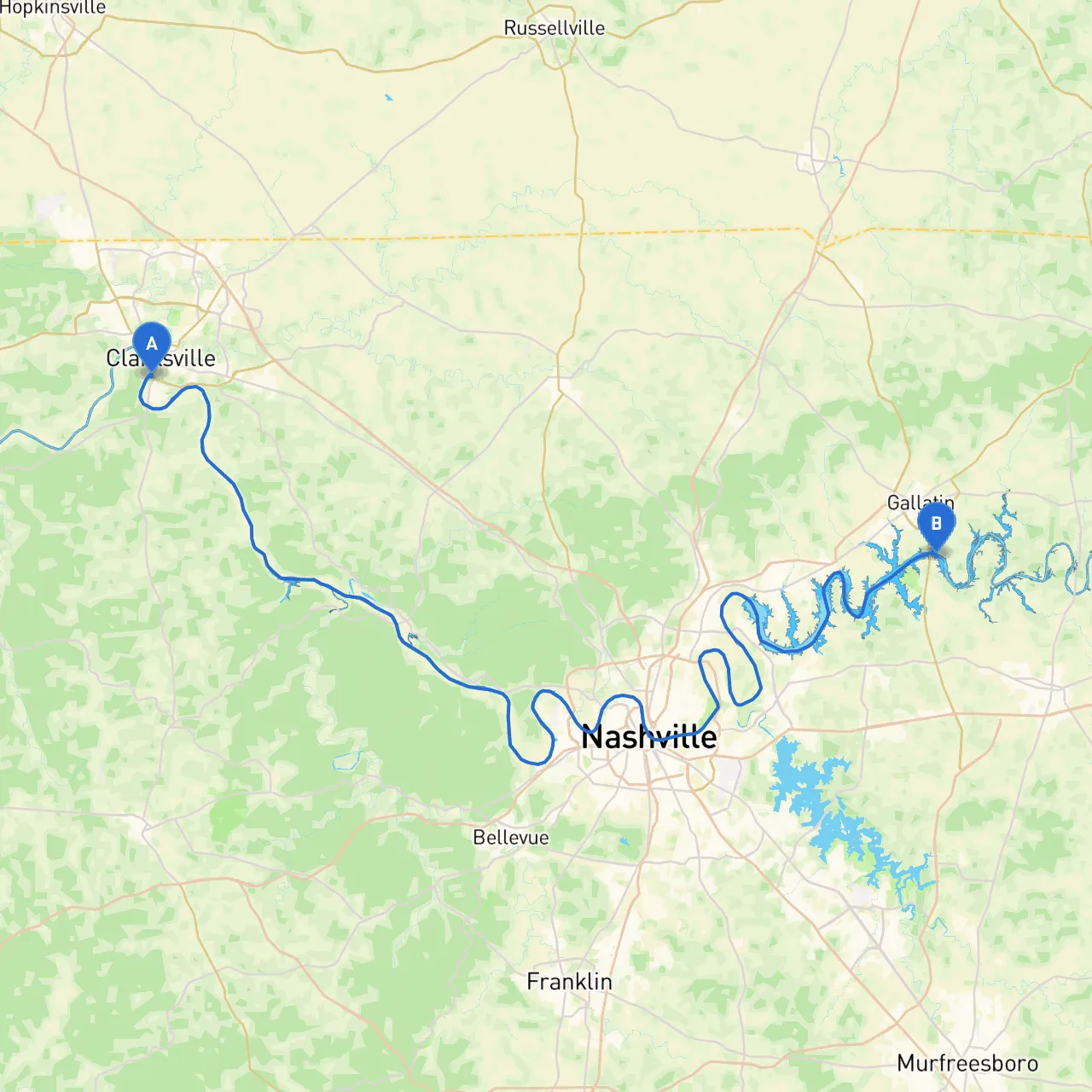 Clarksville to Lebanon