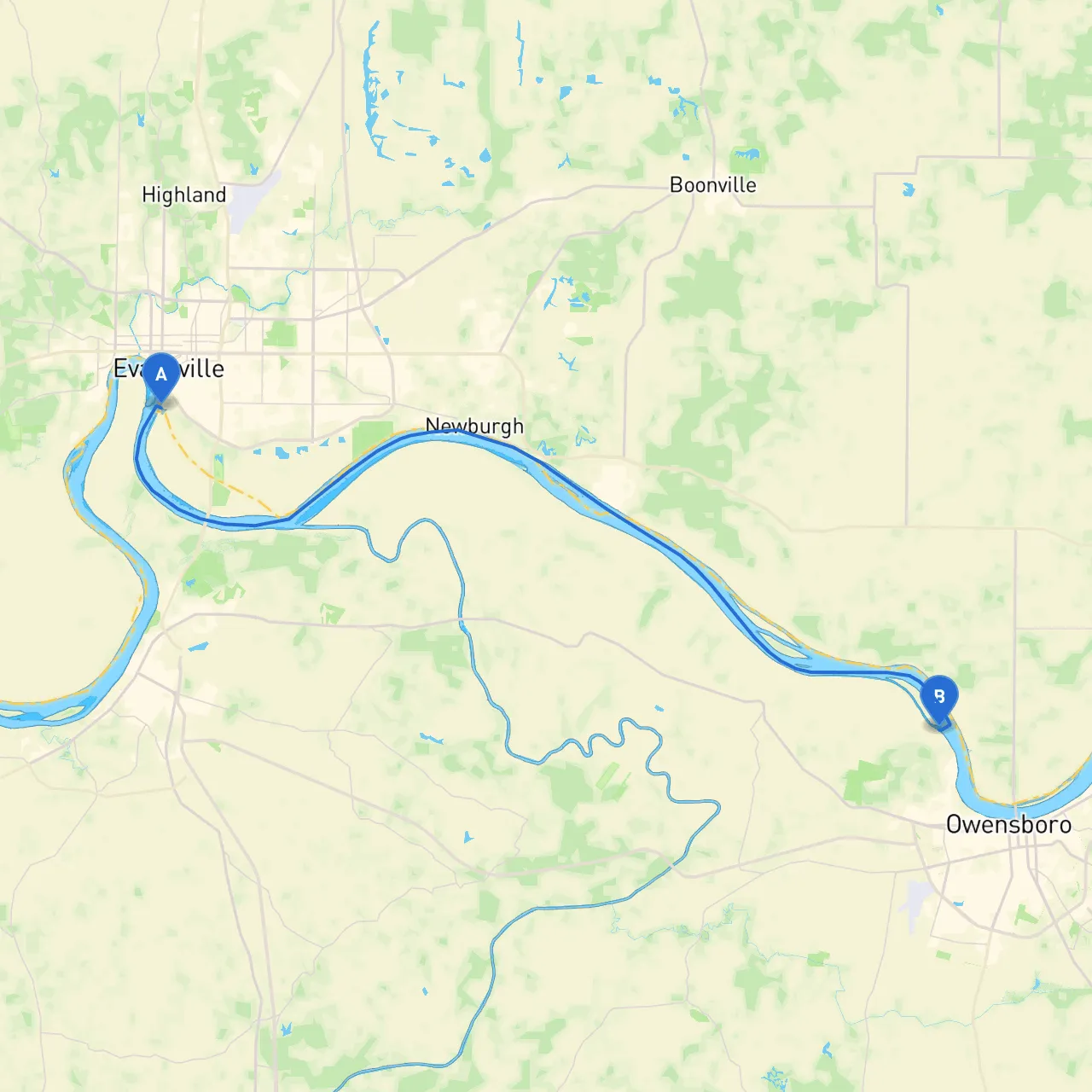 Evansville to Owensboro