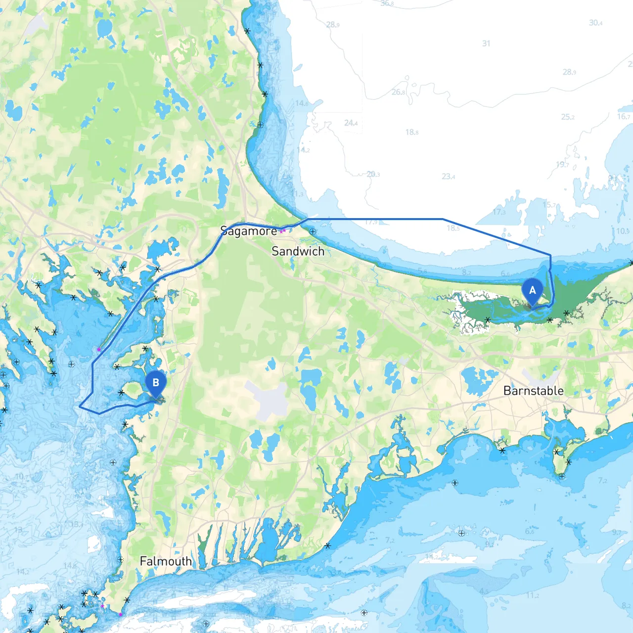 Barnstable to Falmouth