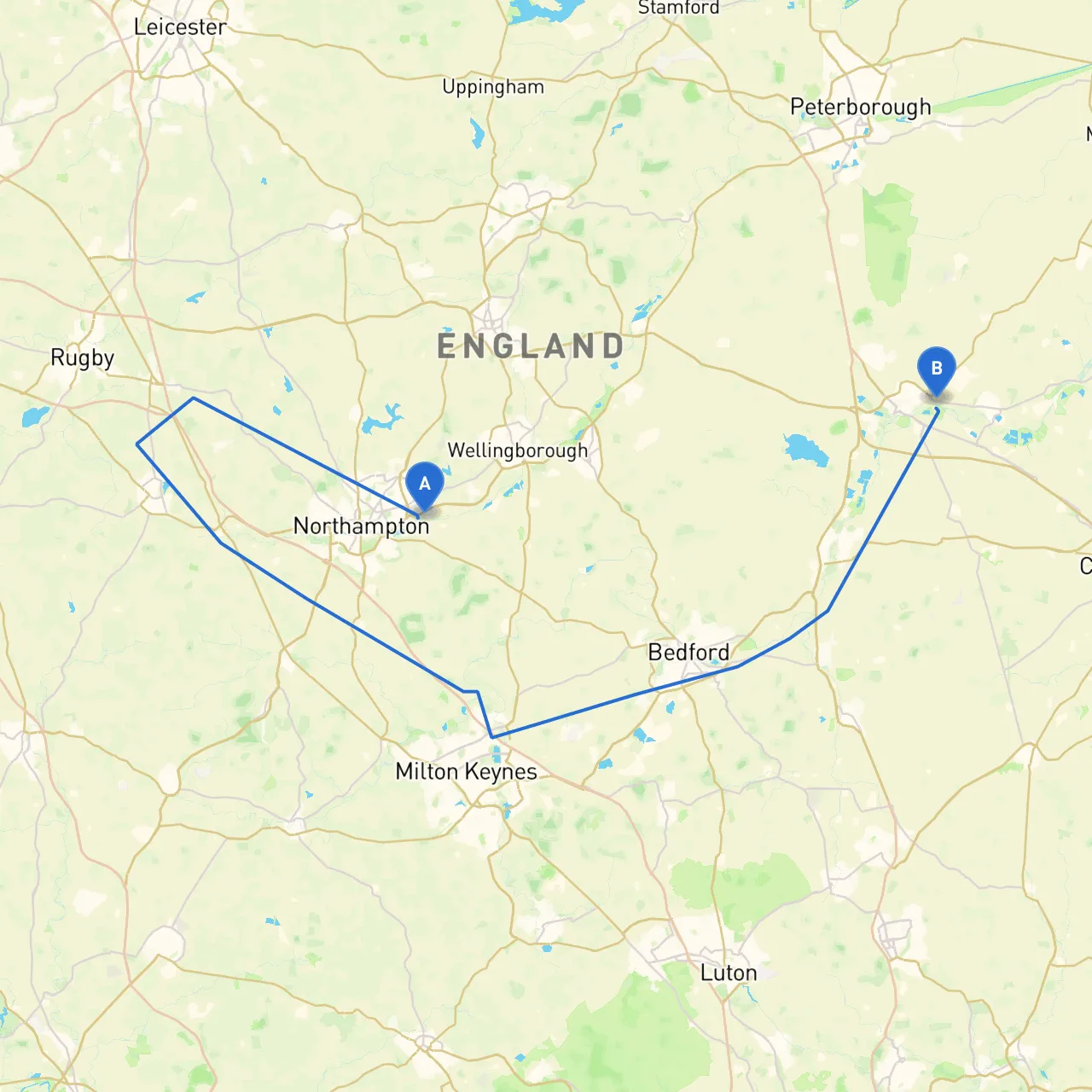 Northampton to Huntingdon