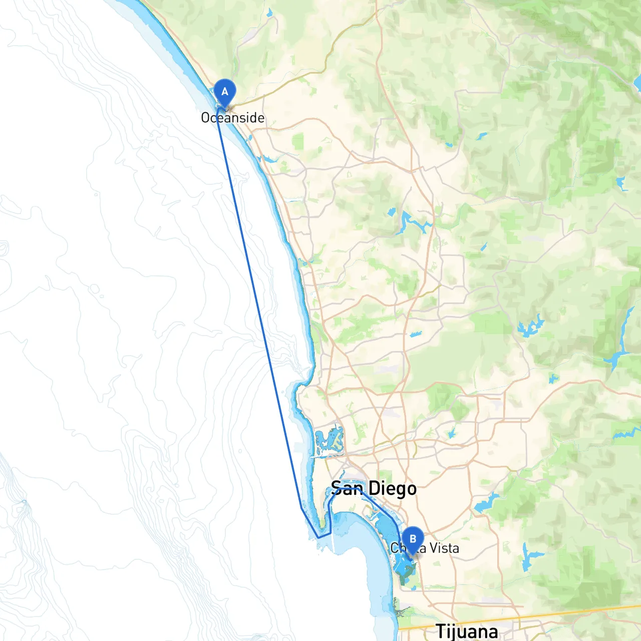 Oceanside to Chula Vista