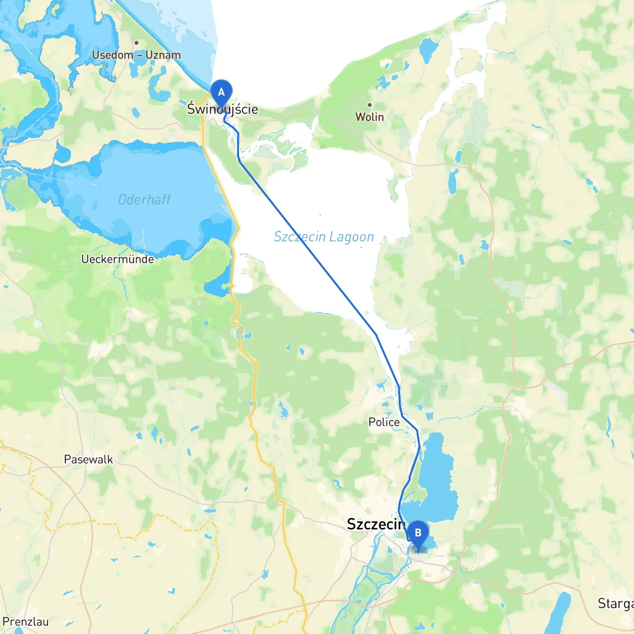 Swinoujscie to Szczecin
