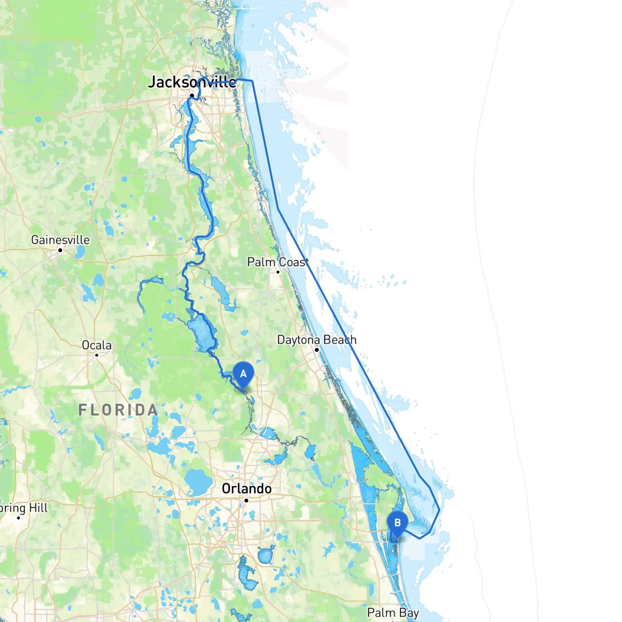 DeLand to Cocoa Beach