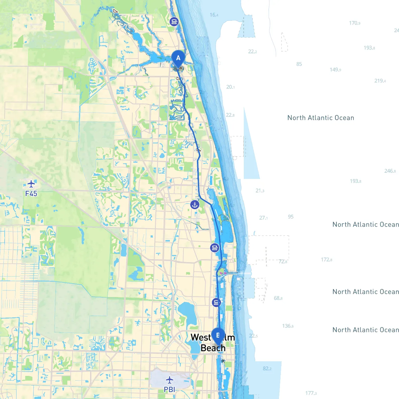 Jupiter to West Palm Beach