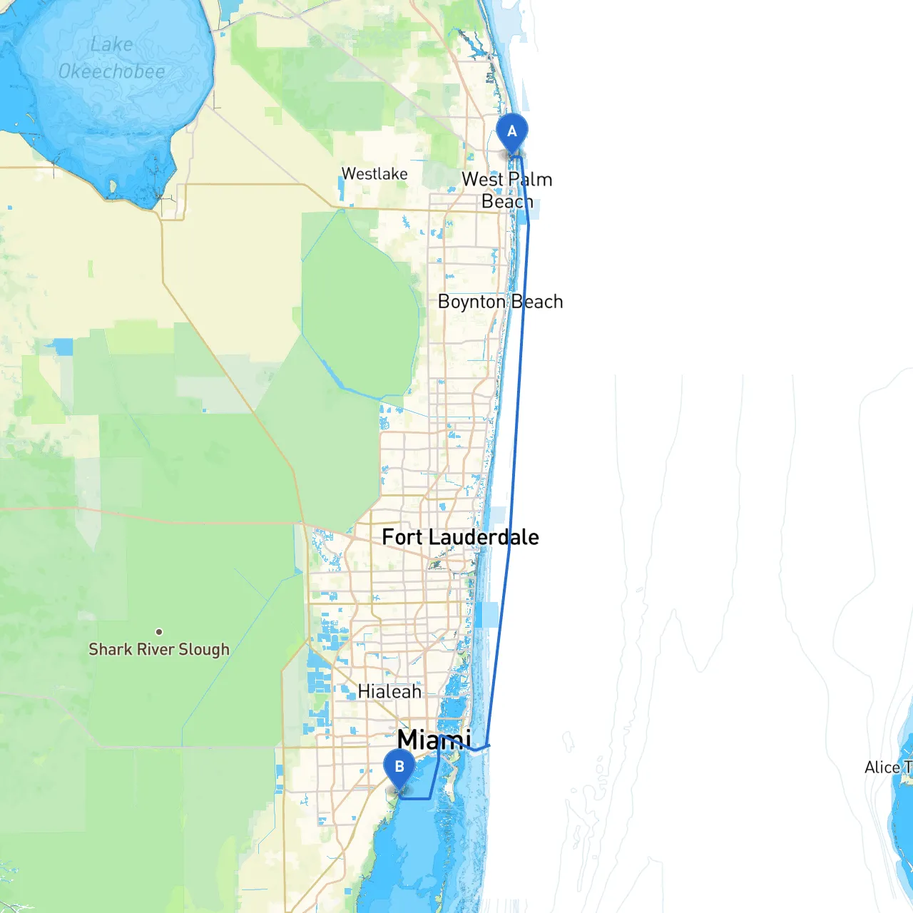 Palm Beach to Coral Gables