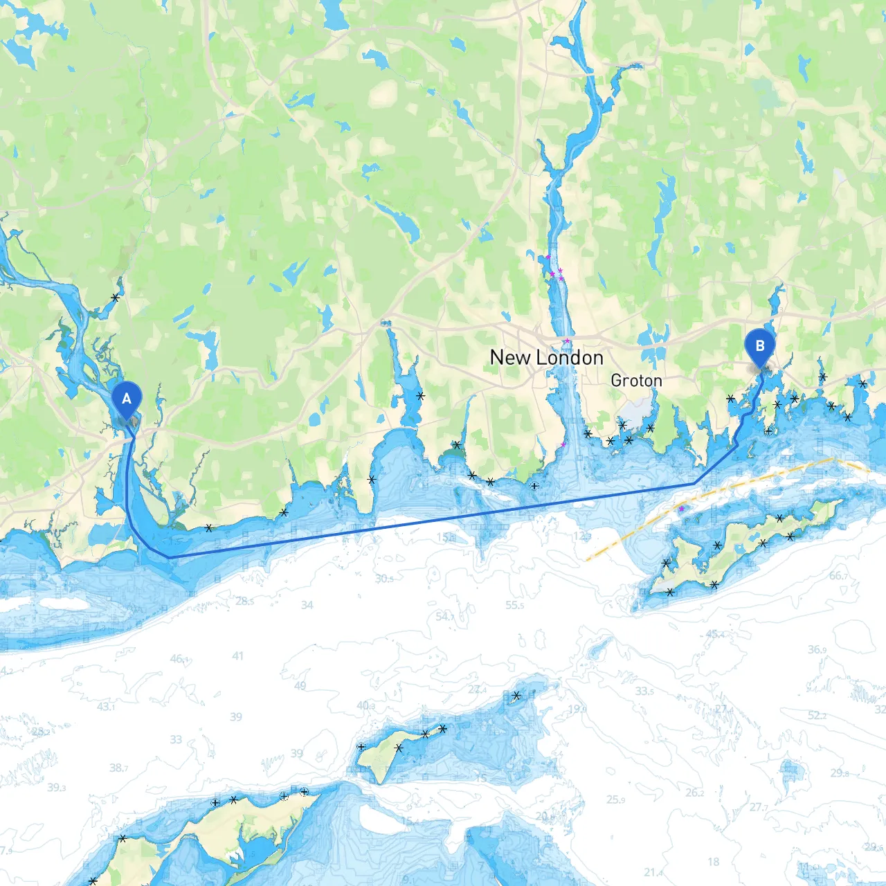 Old Saybrook to Mystic