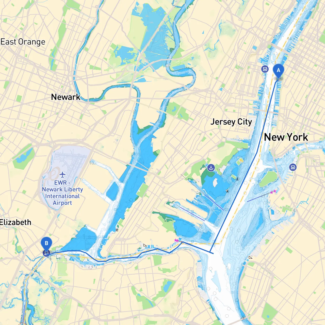 New York to Elizabeth