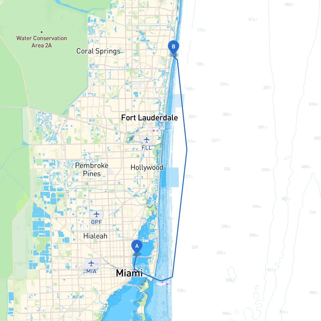 Miami to Pompano Beach