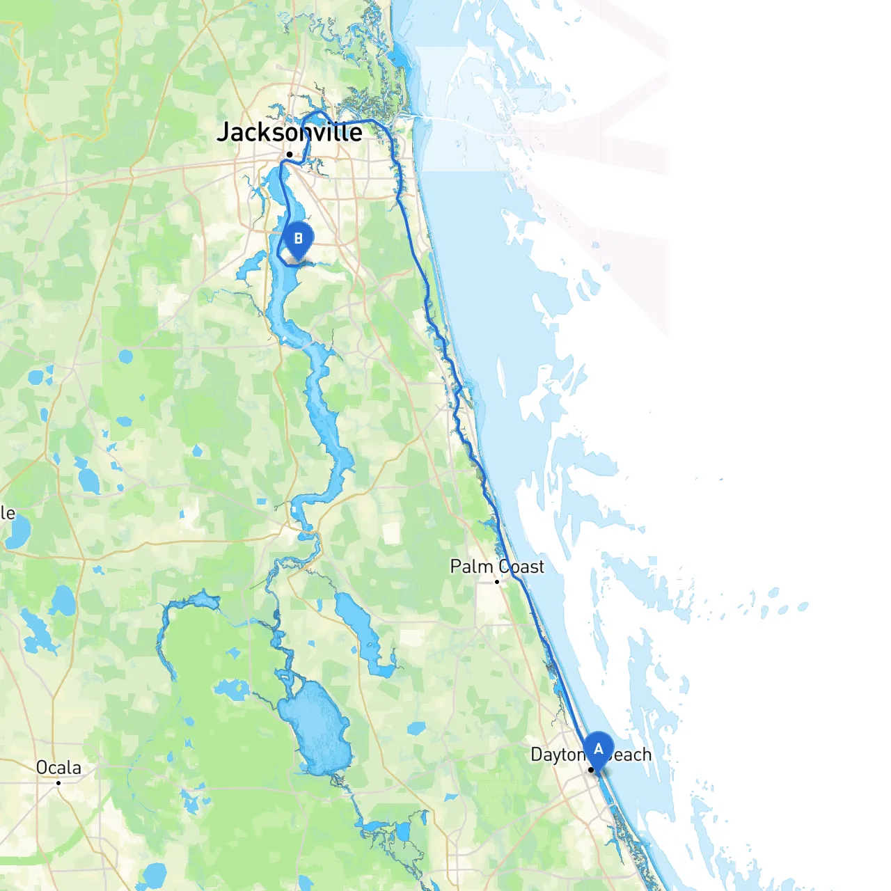 Daytona Beach to Jacksonville