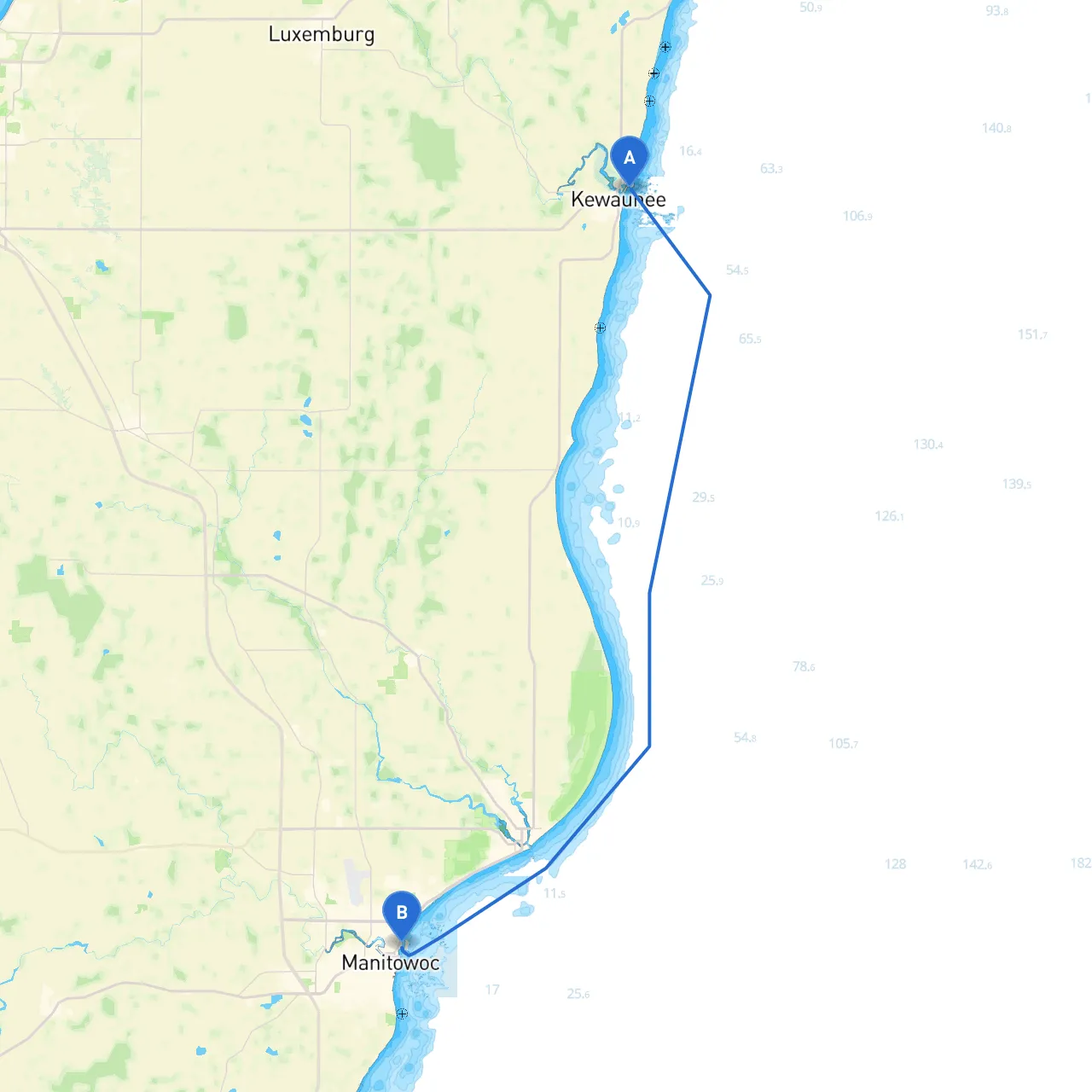 Kewaunee to Manitowoc