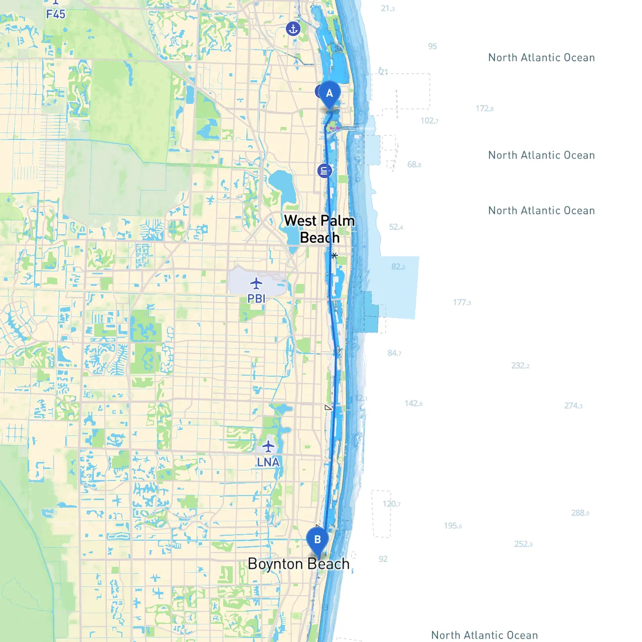 Riviera Beach to Boynton Beach