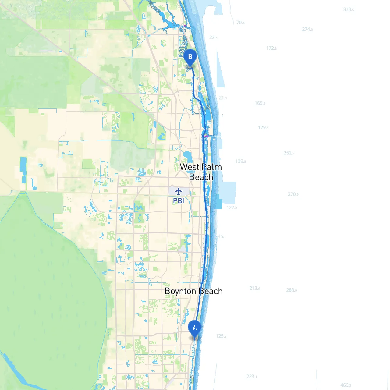 Delray Beach to Palm Beach Gardens