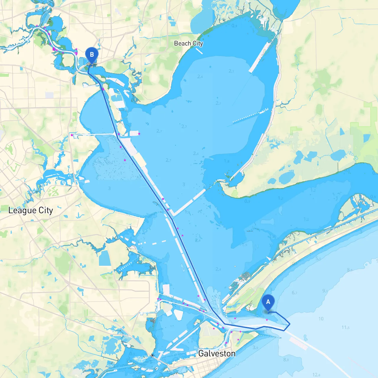 Galveston to Baytown