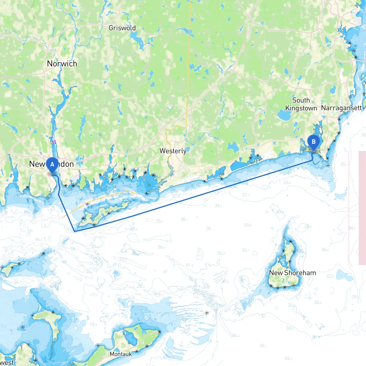 New London to Narragansett
