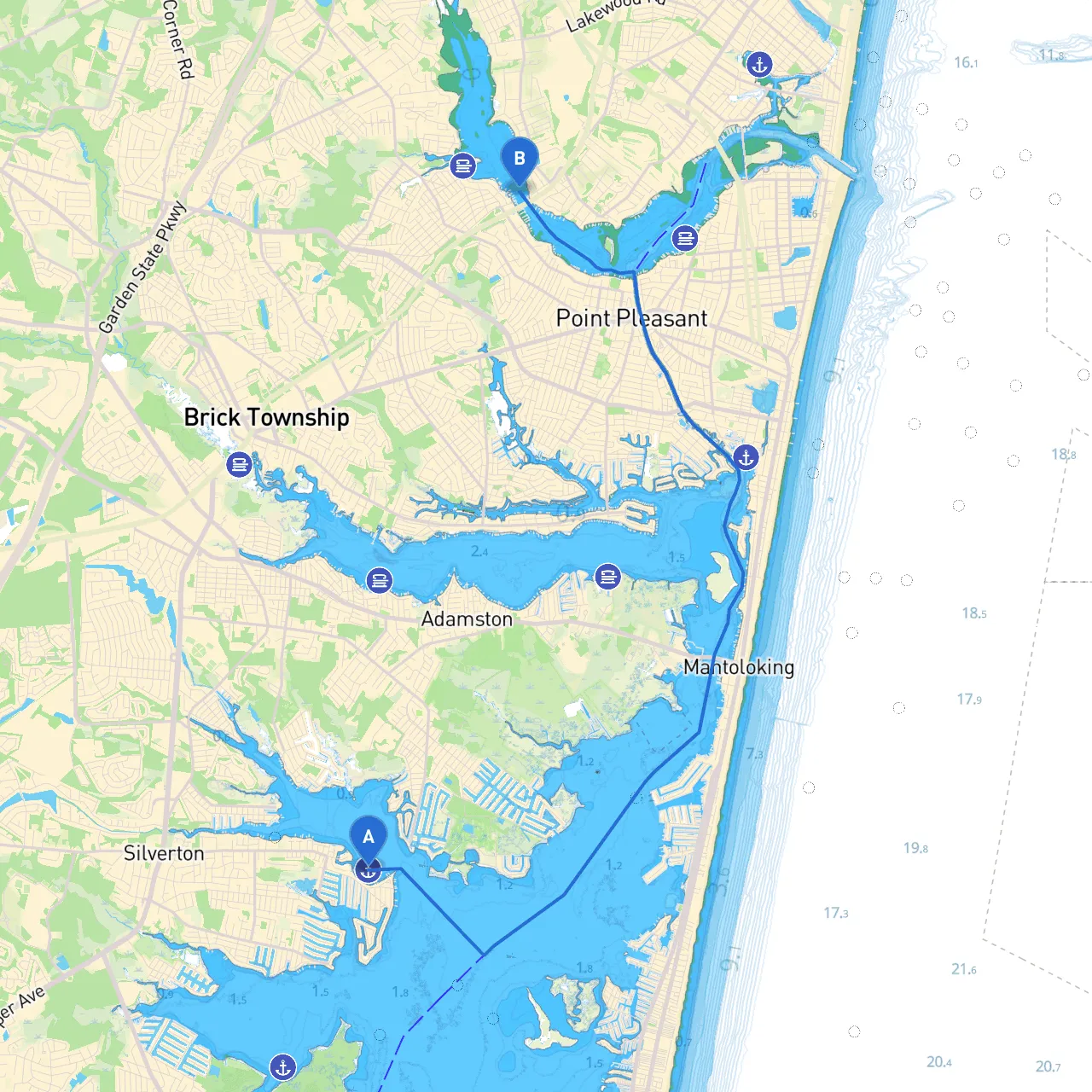 Toms River to Point Pleasant