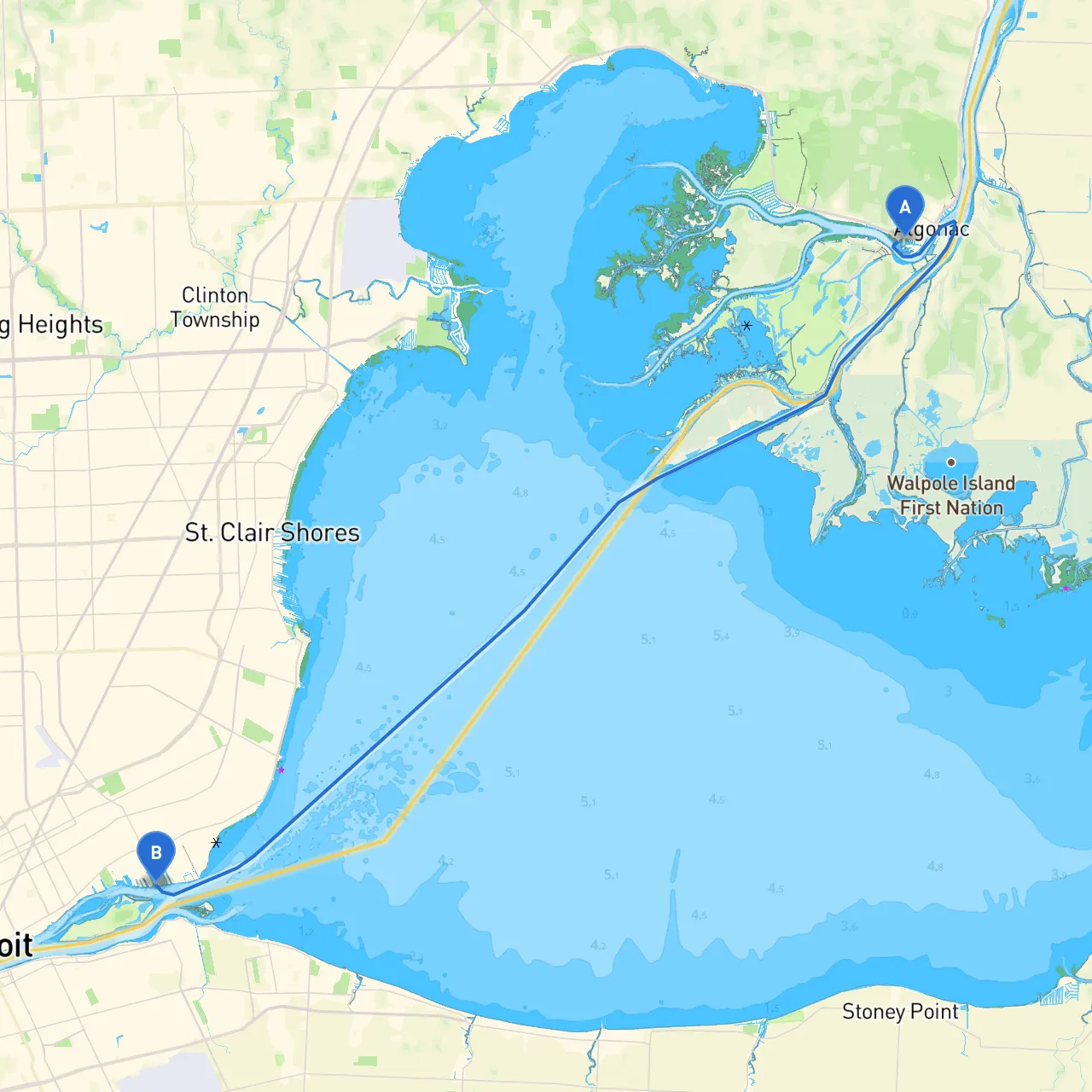 Algonac to Detroit