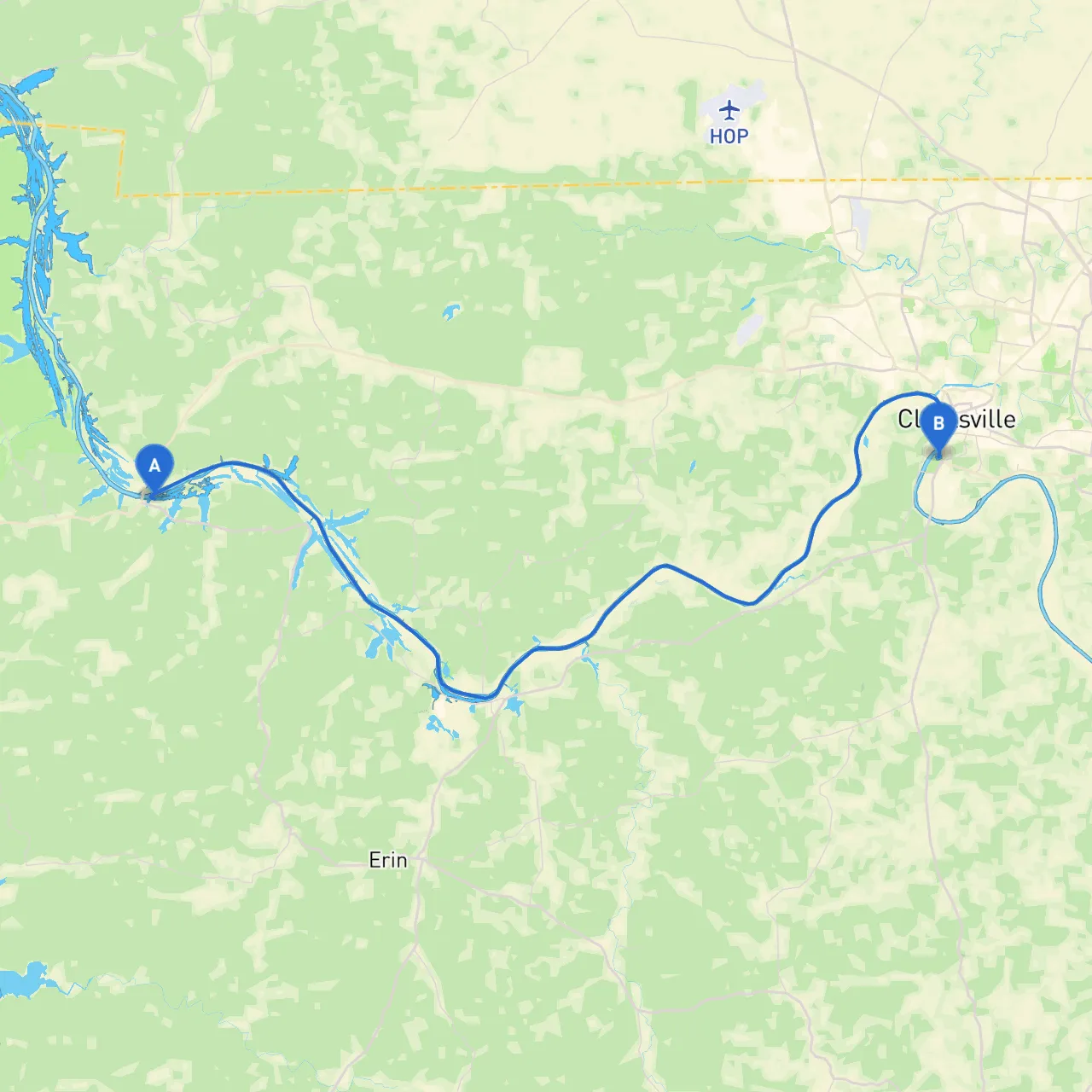Dover to Clarksville