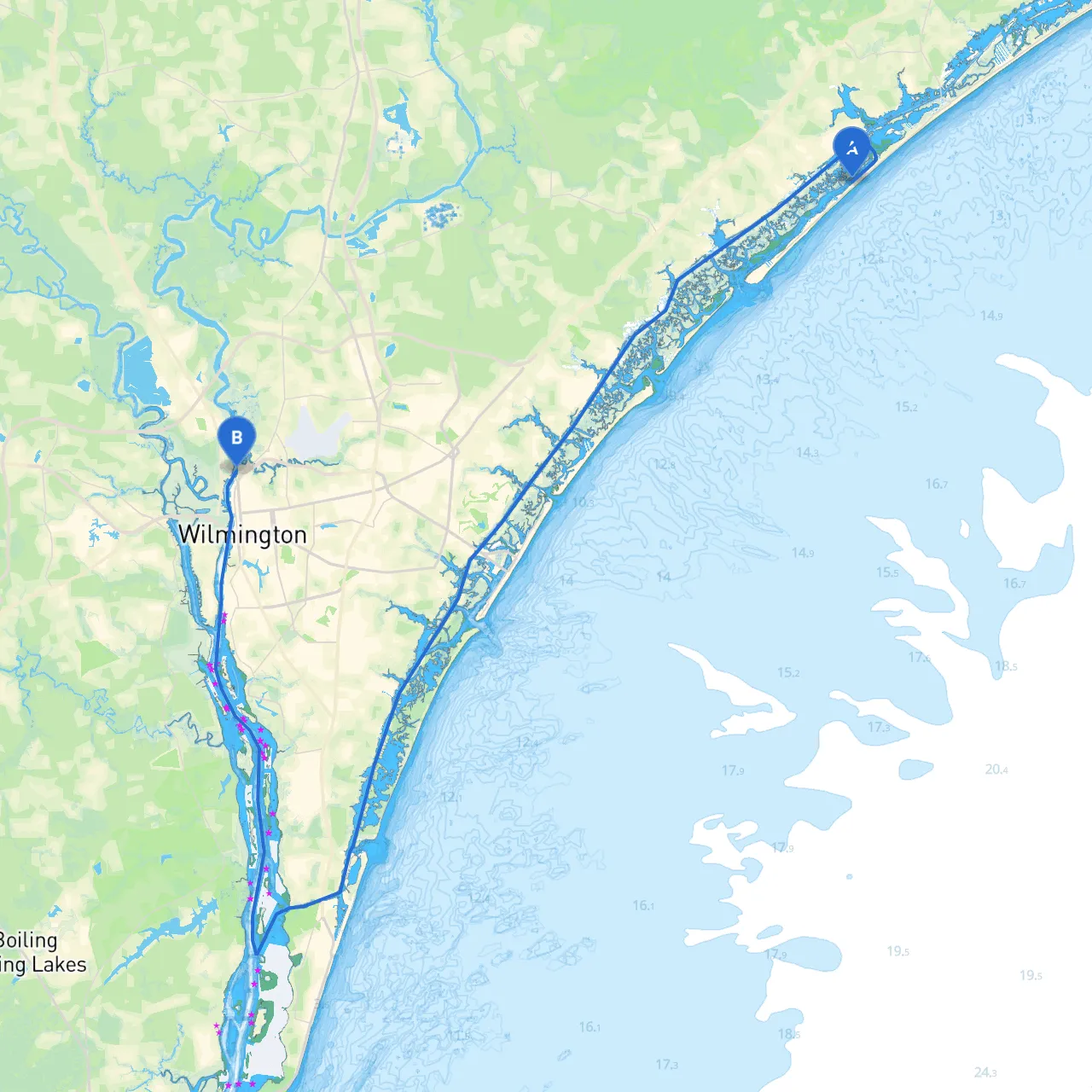Topsail Beach to Wilmington