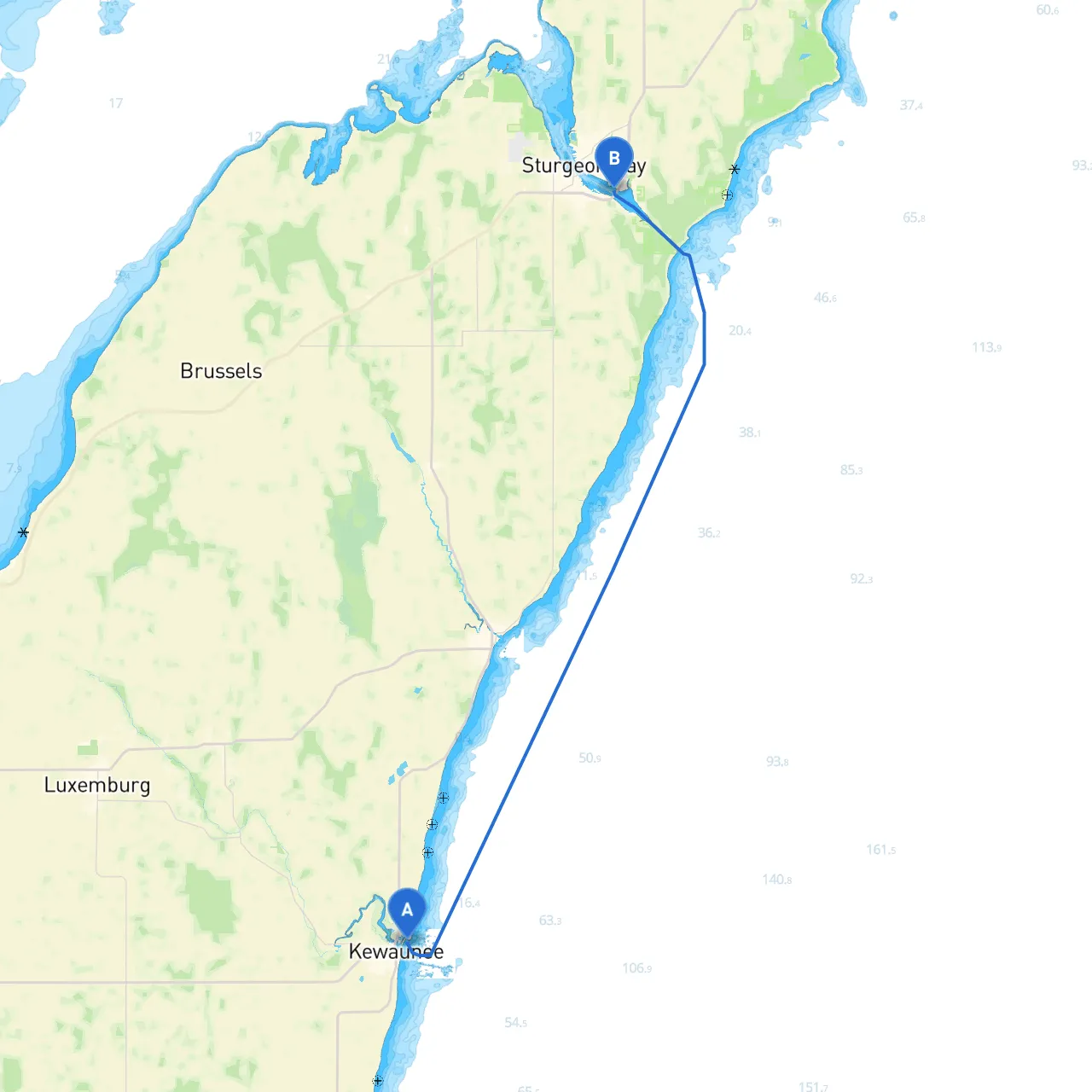 Kewaunee to Sturgeon Bay