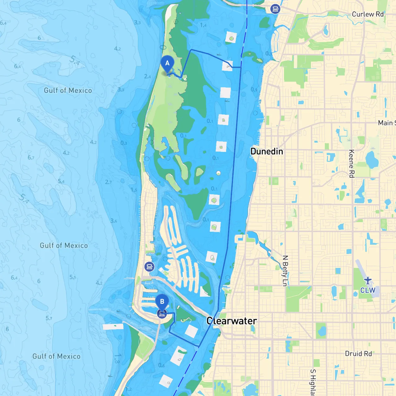 Dunedin to Clearwater Beach