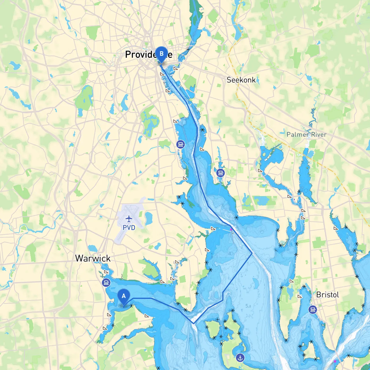 Warwick to Providence