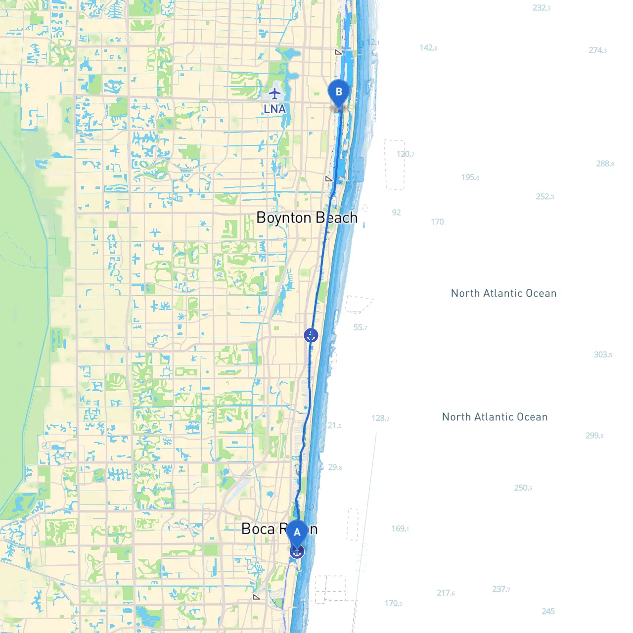 Boca Raton to Lantana