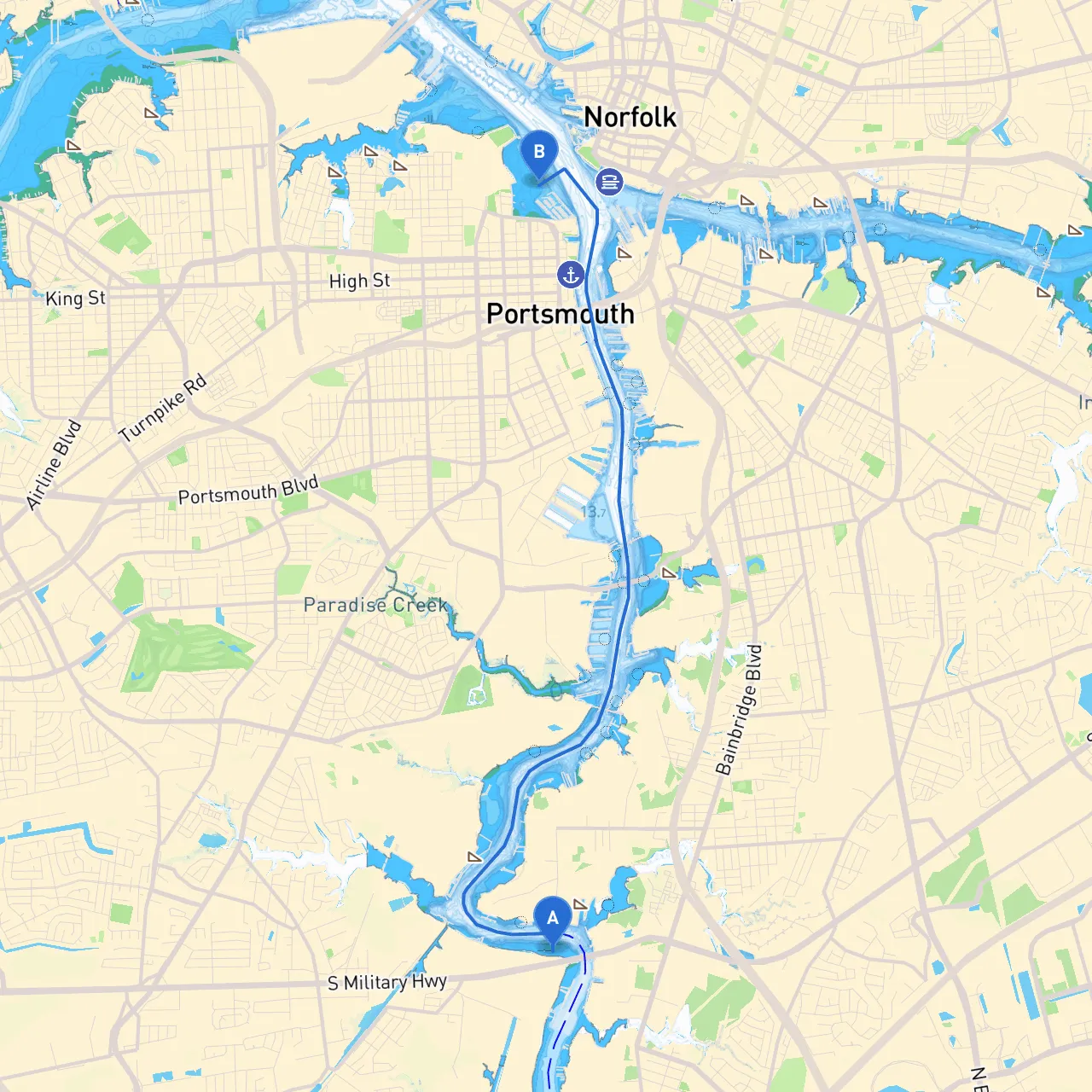 Chesapeake to Portsmouth