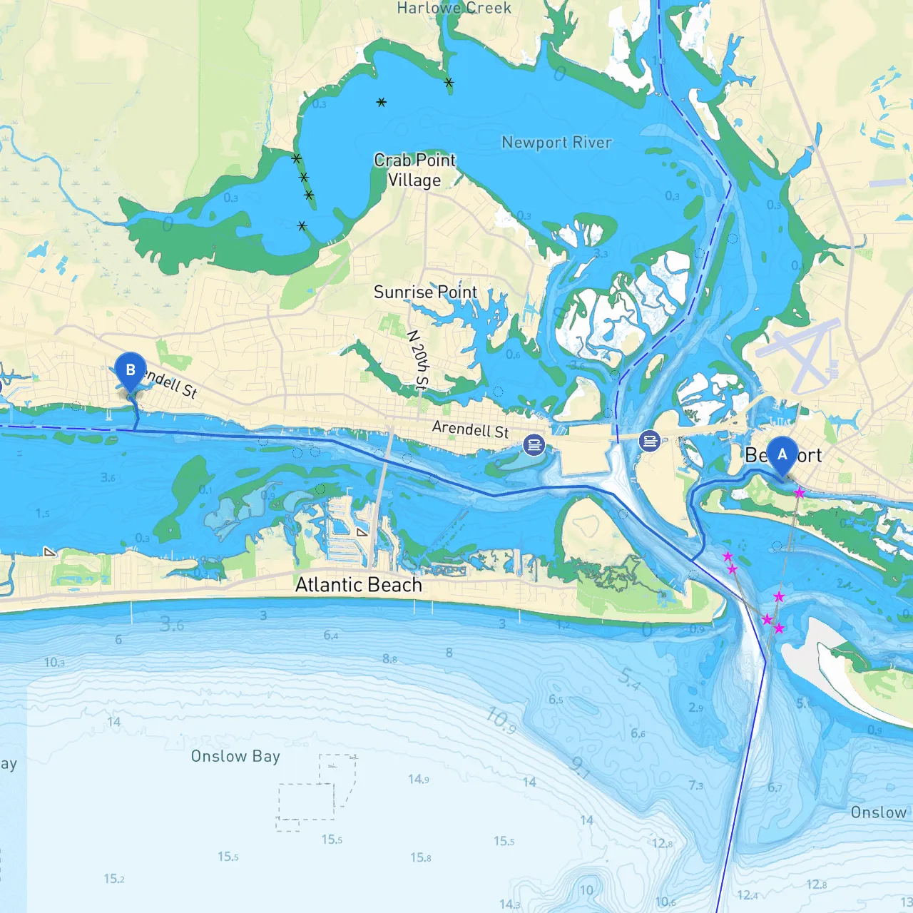 Beaufort to Morehead City