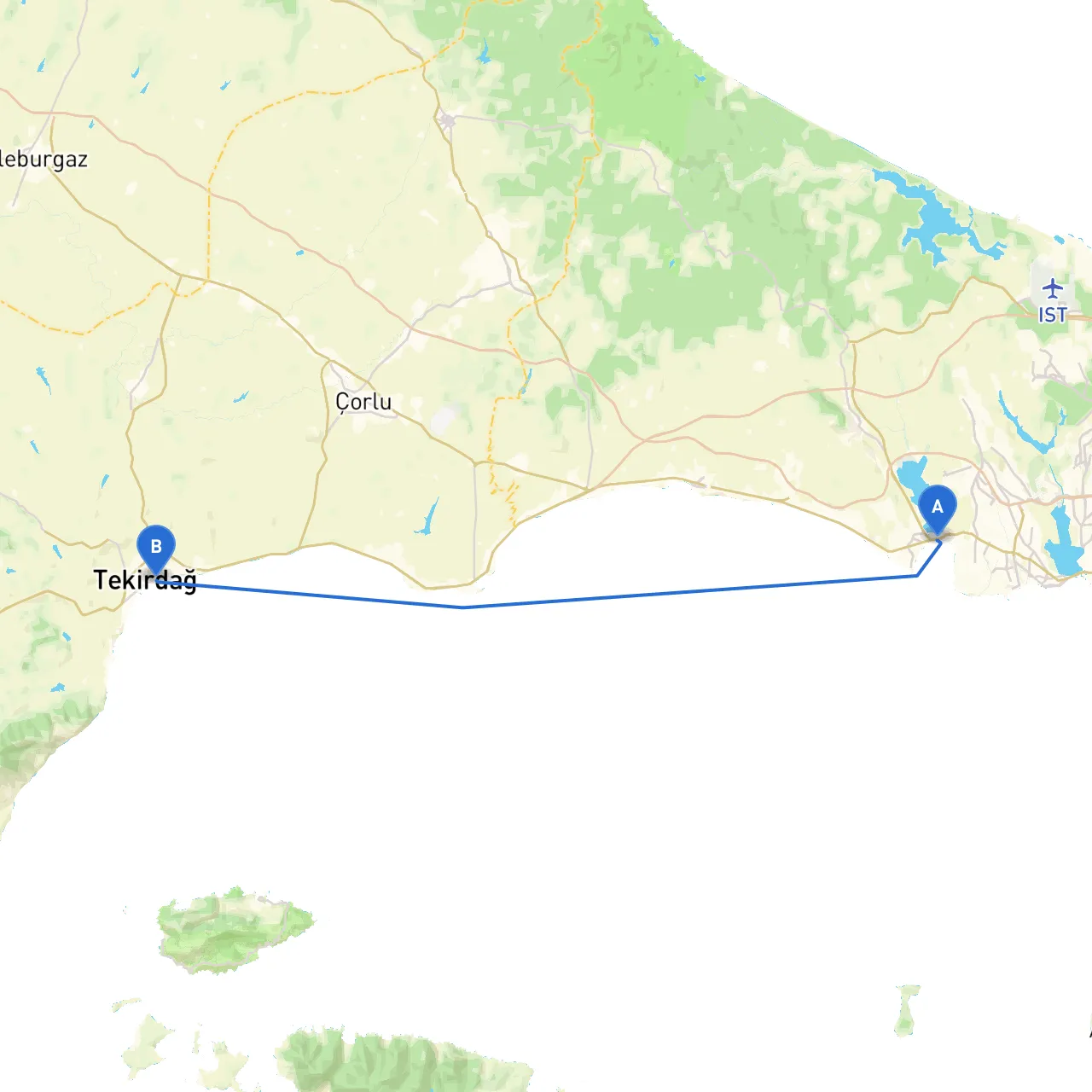 Istanbul to Tekirdag