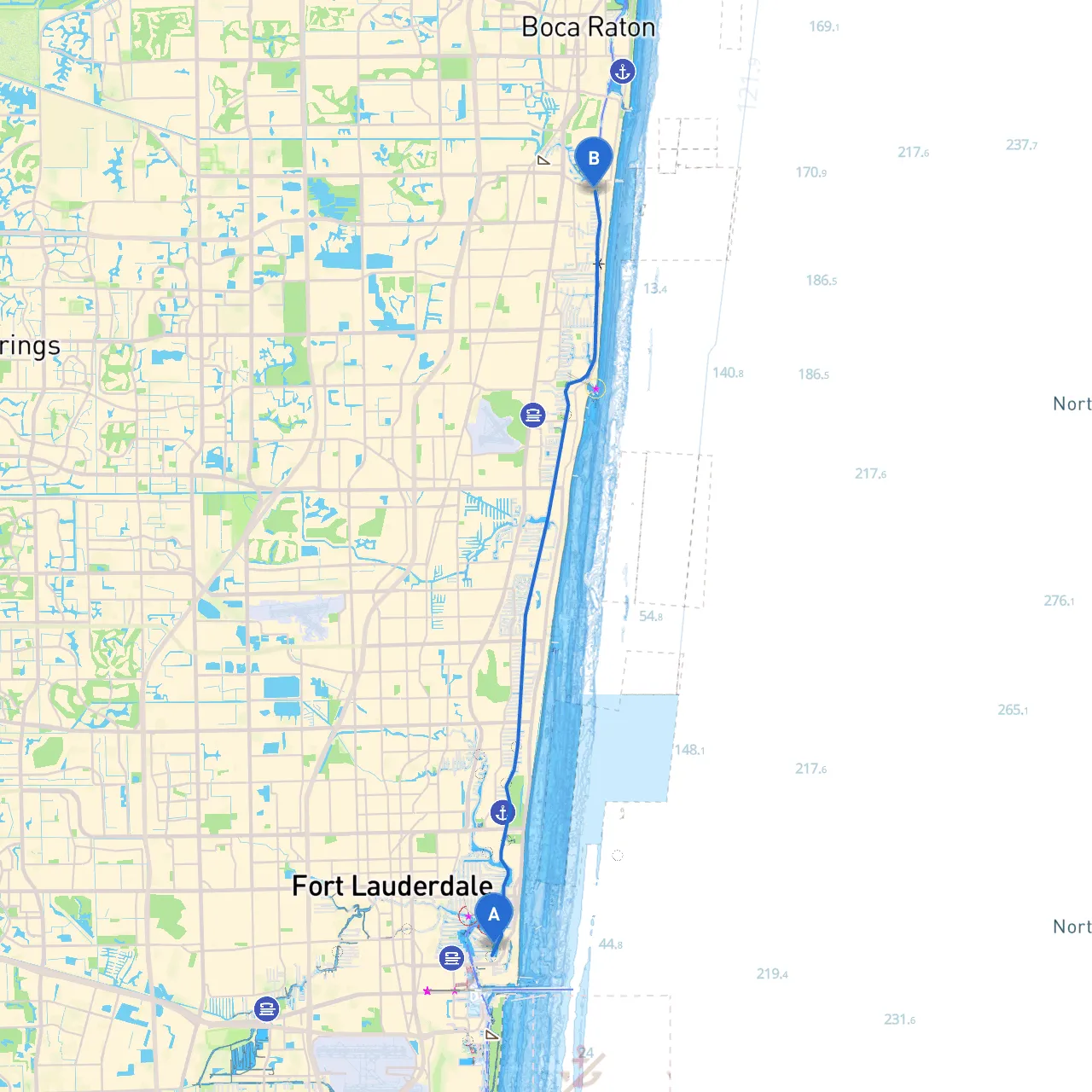 Fort Lauderdale to Deerfield Beach