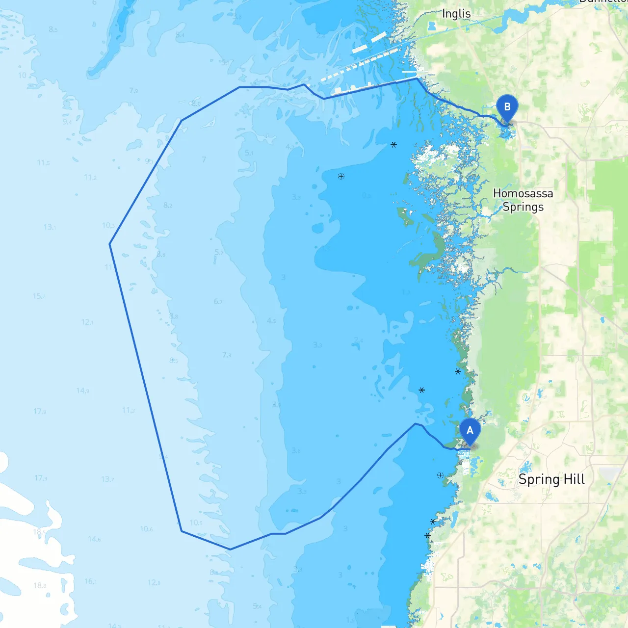 Hernando Beach to Crystal River