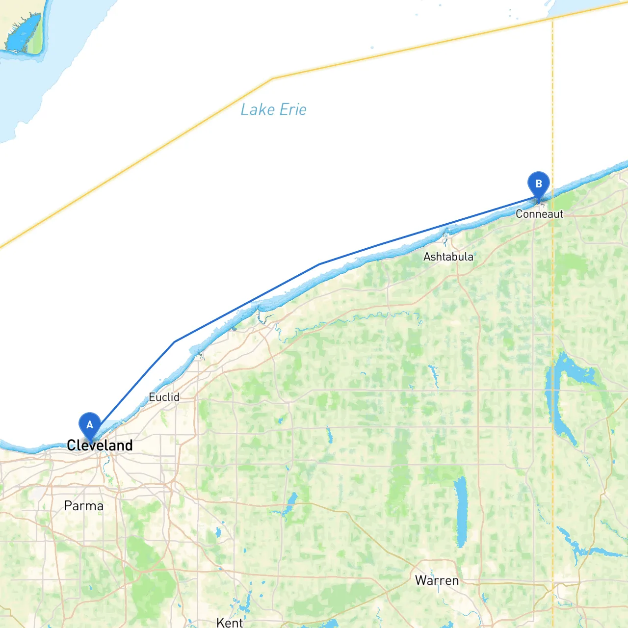 Cleveland to Conneaut