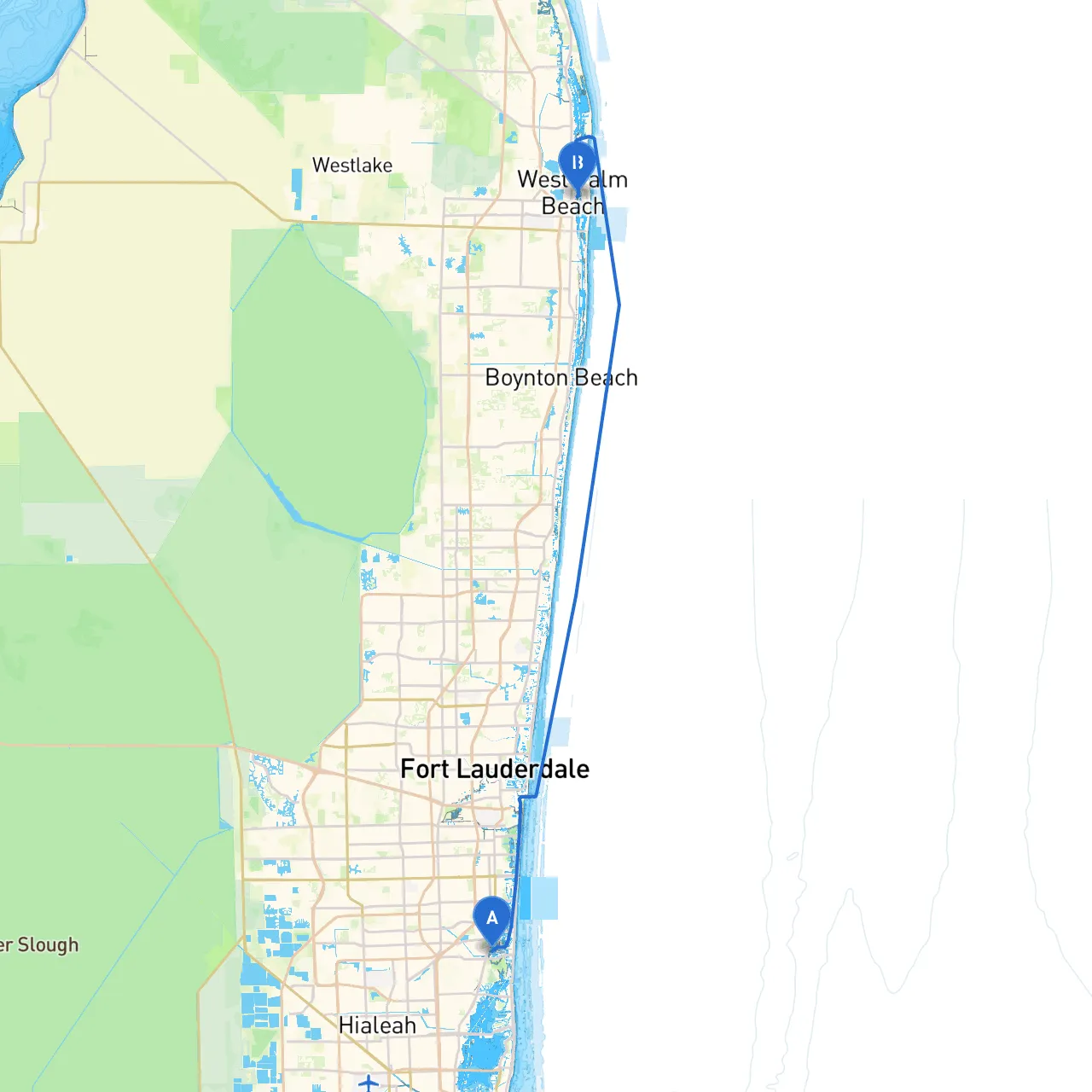 North Miami Beach to West Palm Beach