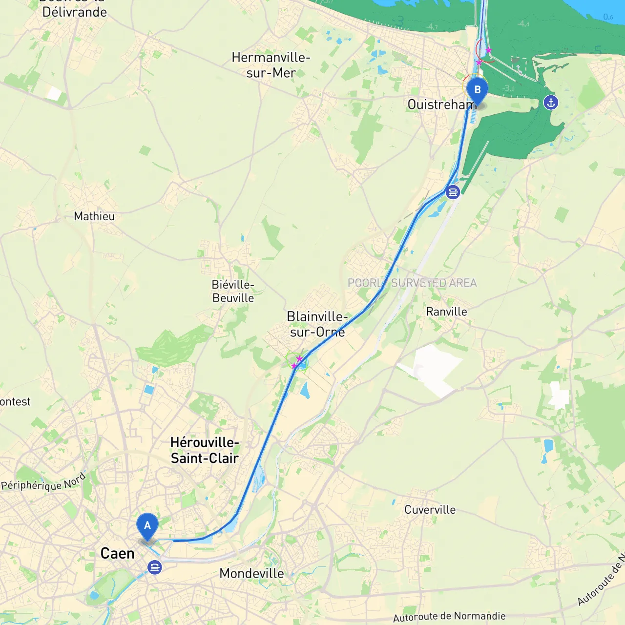 Caen to Ouistreham