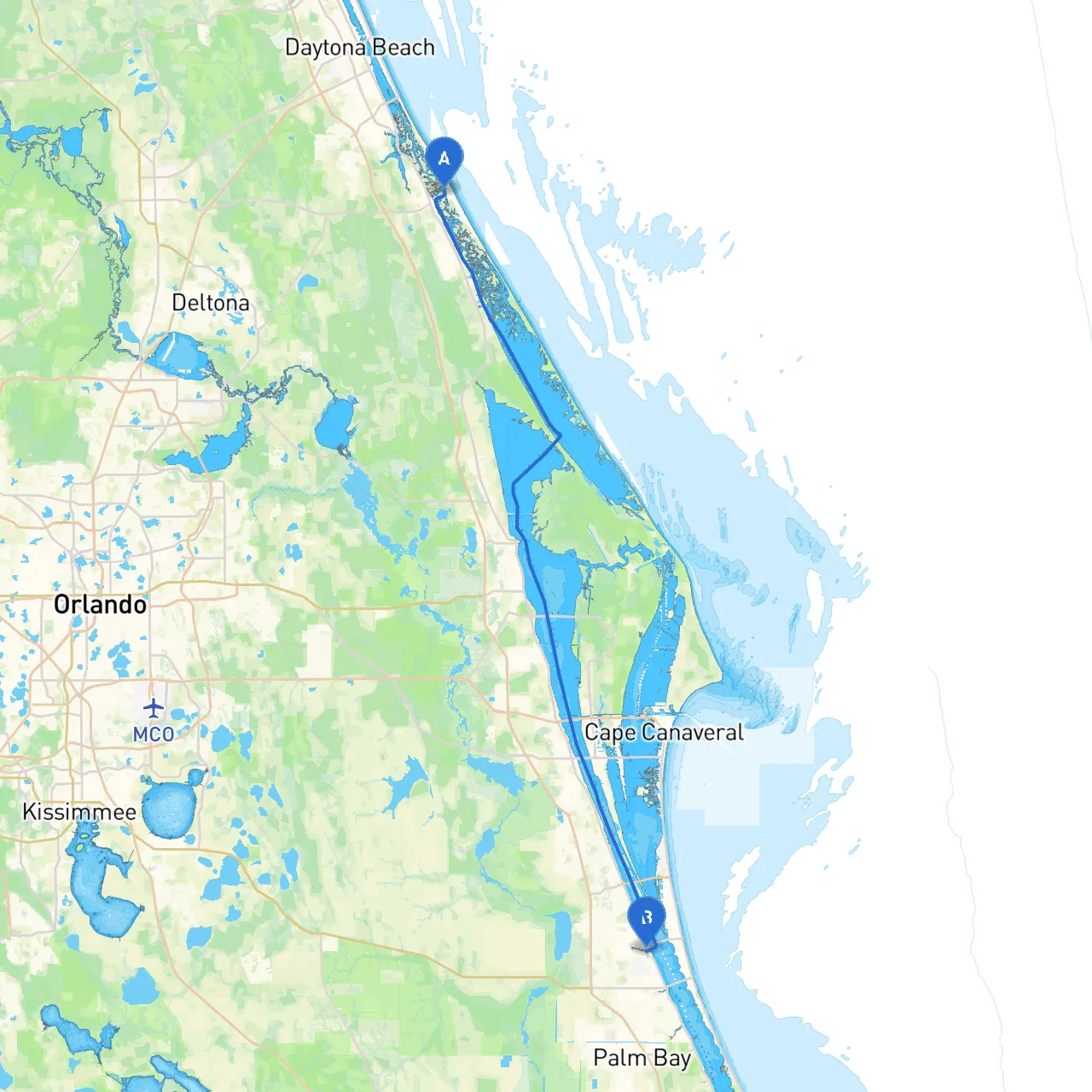 New Smyrna Beach to Melbourne