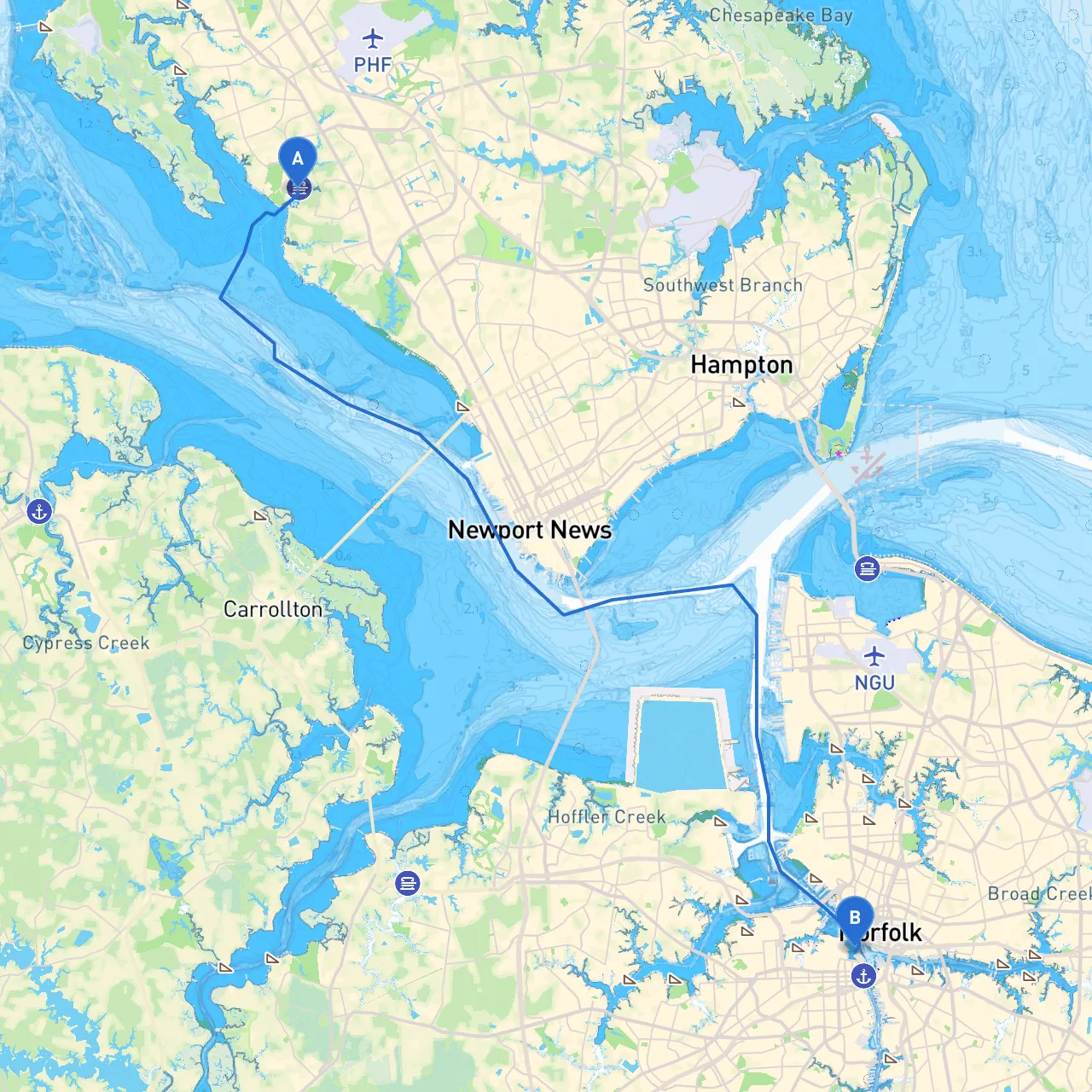Newport News to Portsmouth
