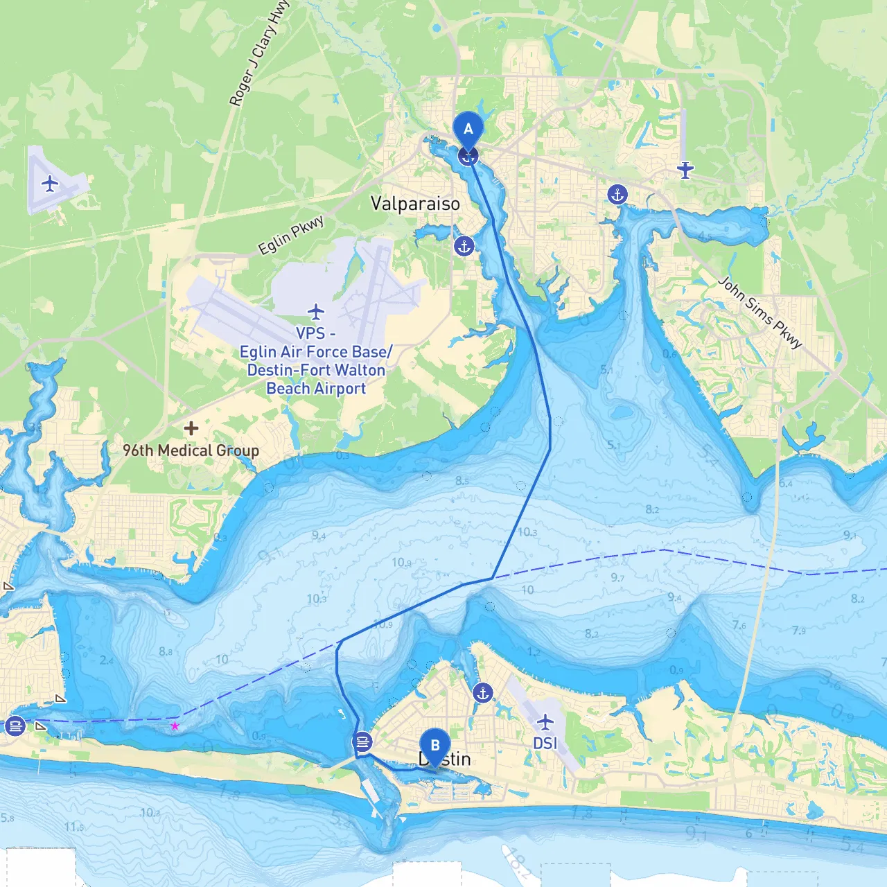 Niceville to Destin