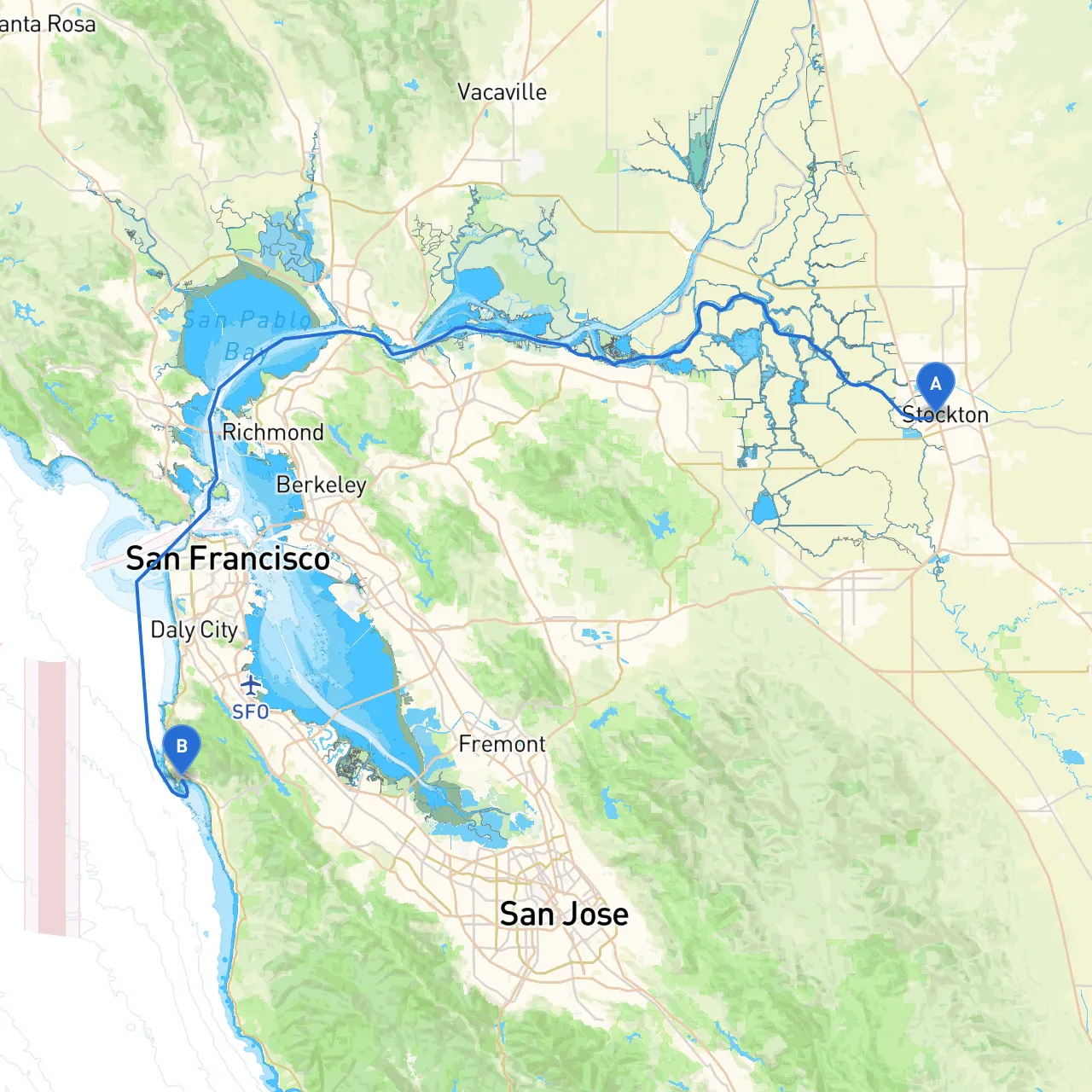 Stockton to Half Moon Bay