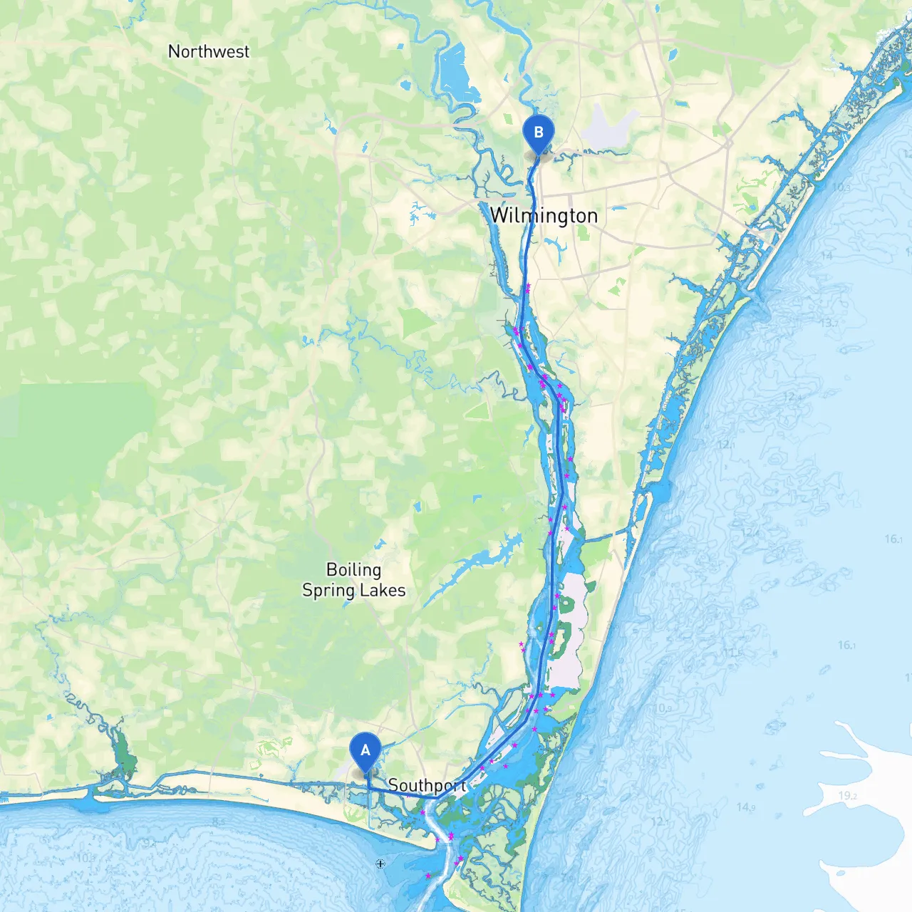 Oak Island to Wilmington
