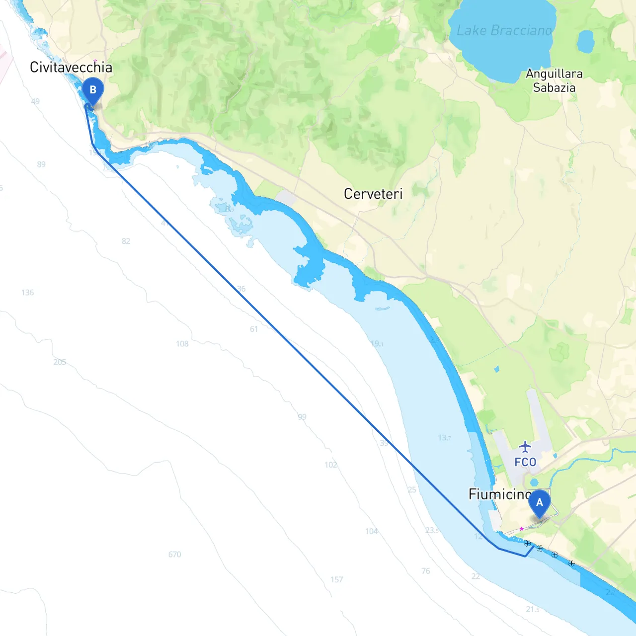 Fiumicino to Civitavecchia