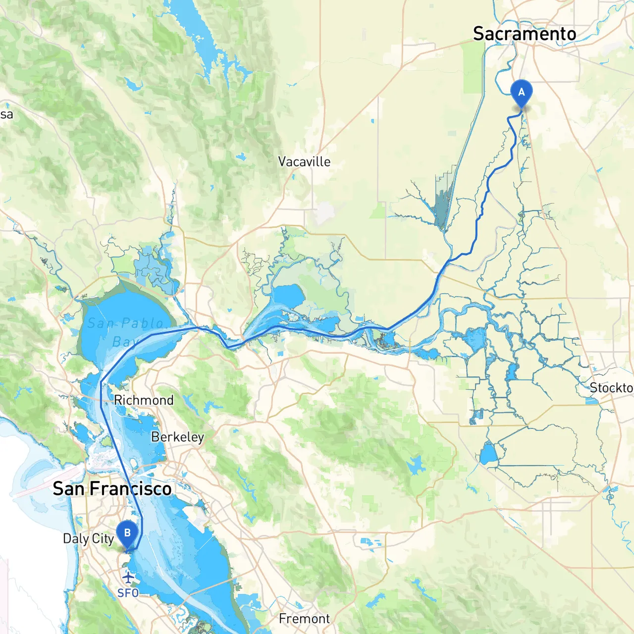 Sacramento to South San Francisco