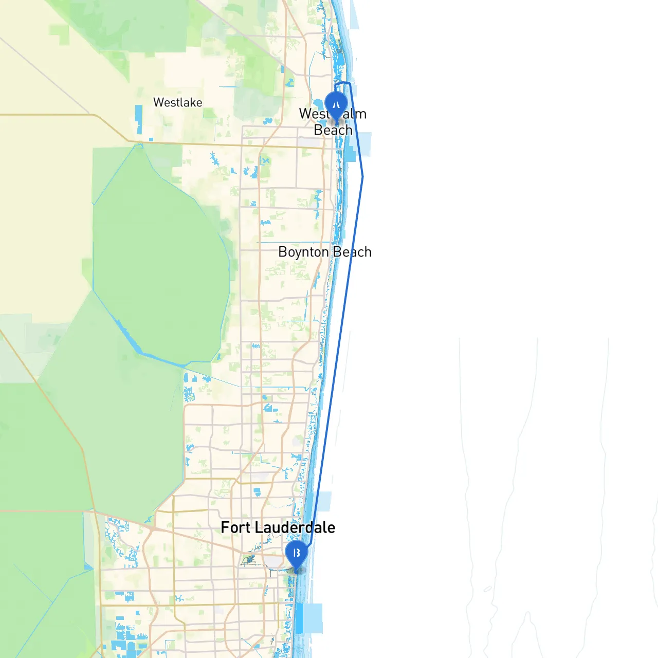 West Palm Beach to Dania Beach
