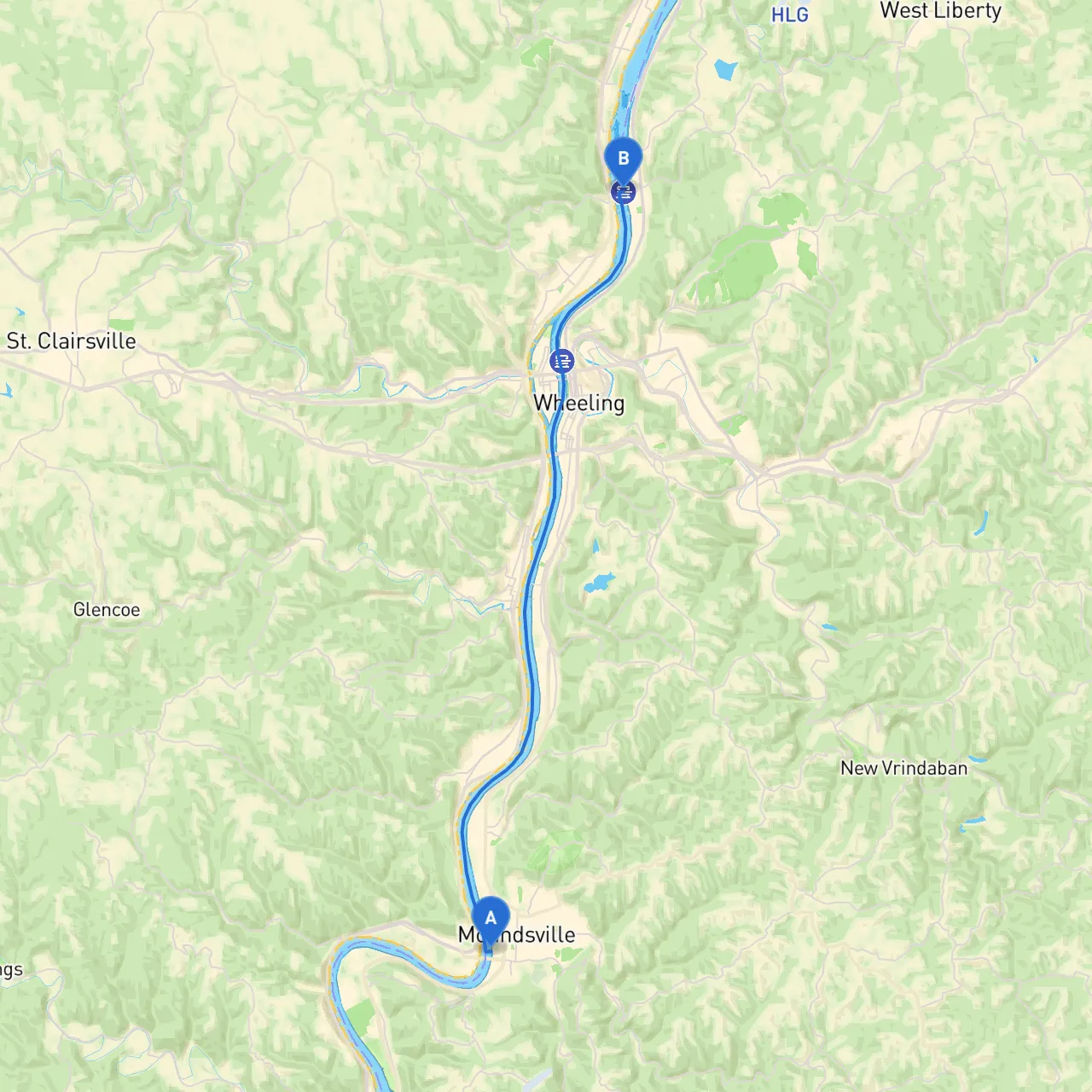 Moundsville to Wheeling