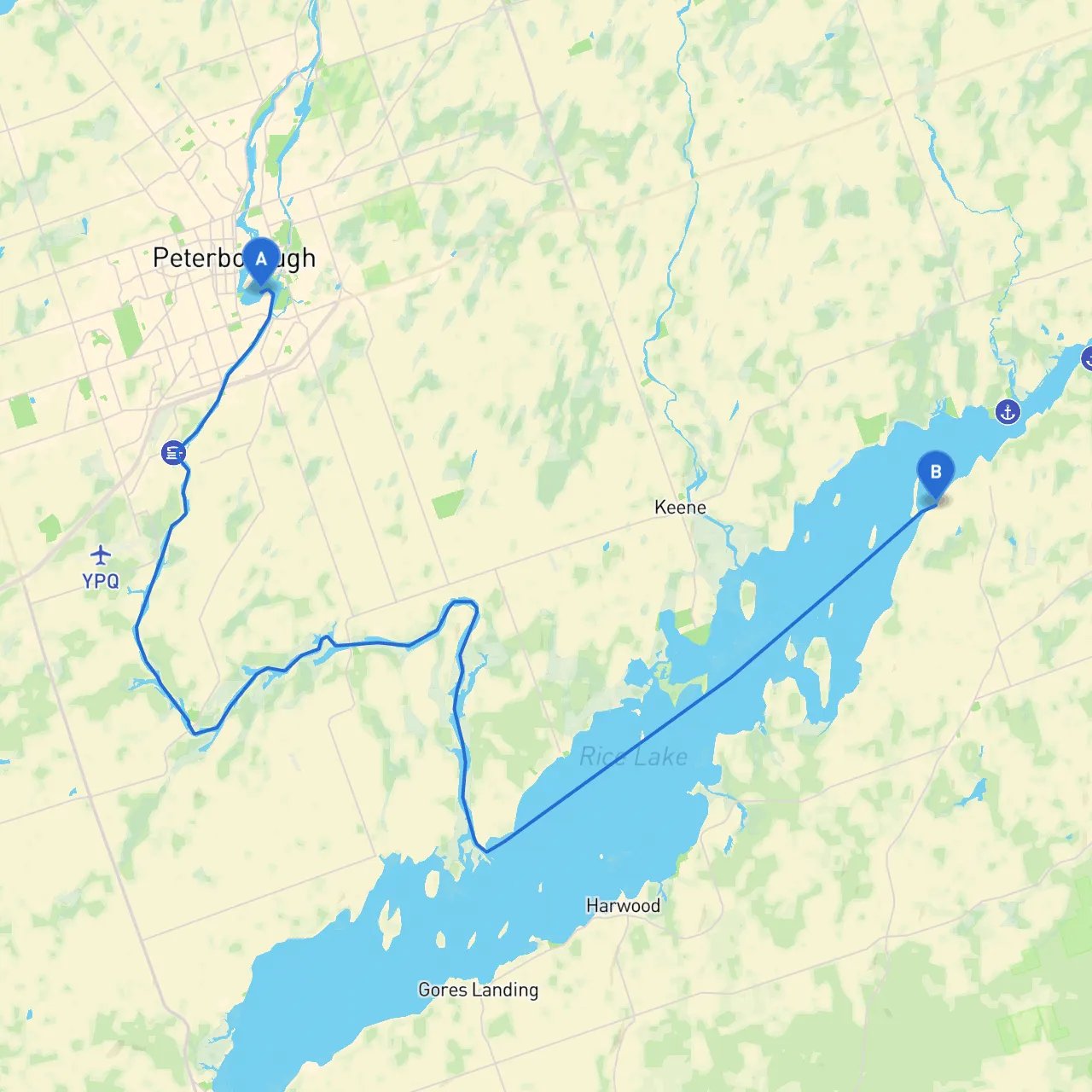 Peterborough to Roseneath