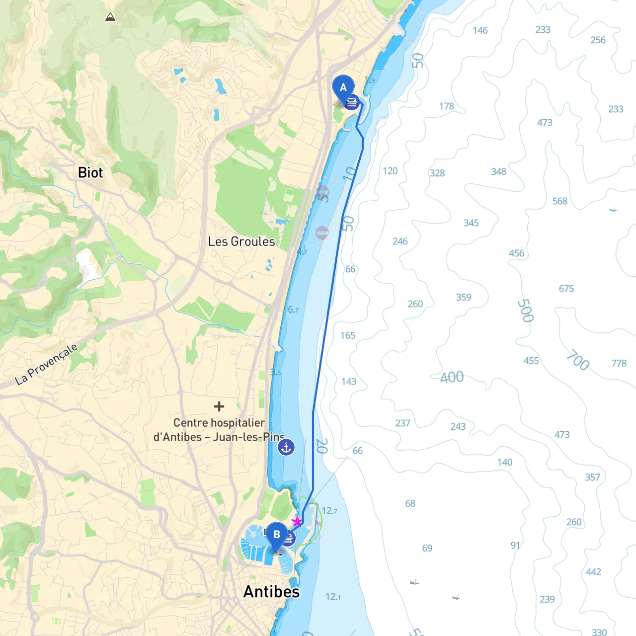 Villeneuve Loubet to Antibes
